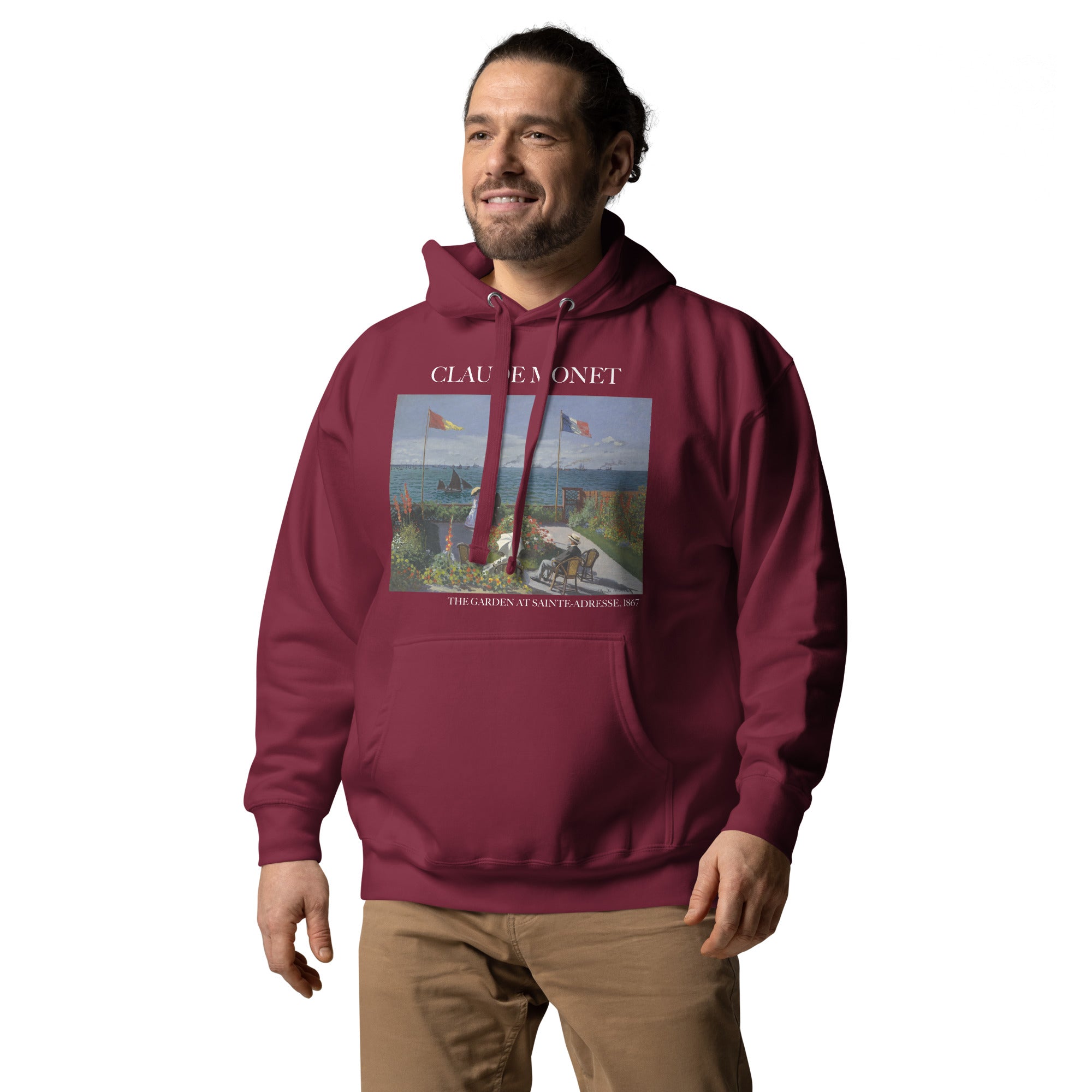 Claude Monet 'Der Garten in Sainte-Adresse' Berühmtes Gemälde Hoodie | Unisex Premium Kunst Hoodie