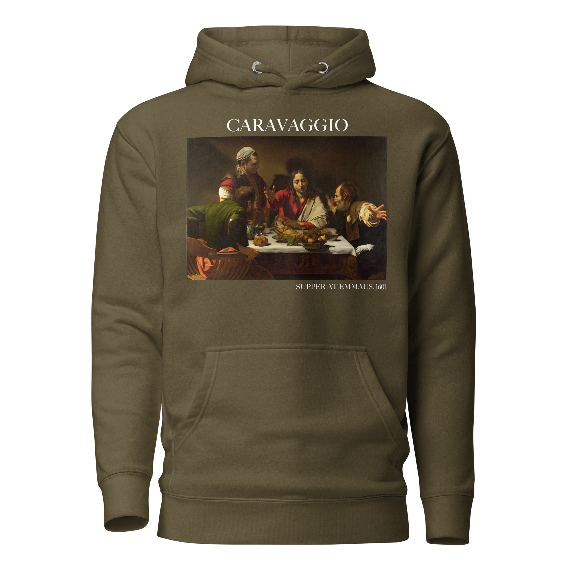 Caravaggio 'Abendmahl in Emmaus' Berühmtes Gemälde Hoodie | Unisex Premium Kunst Hoodie