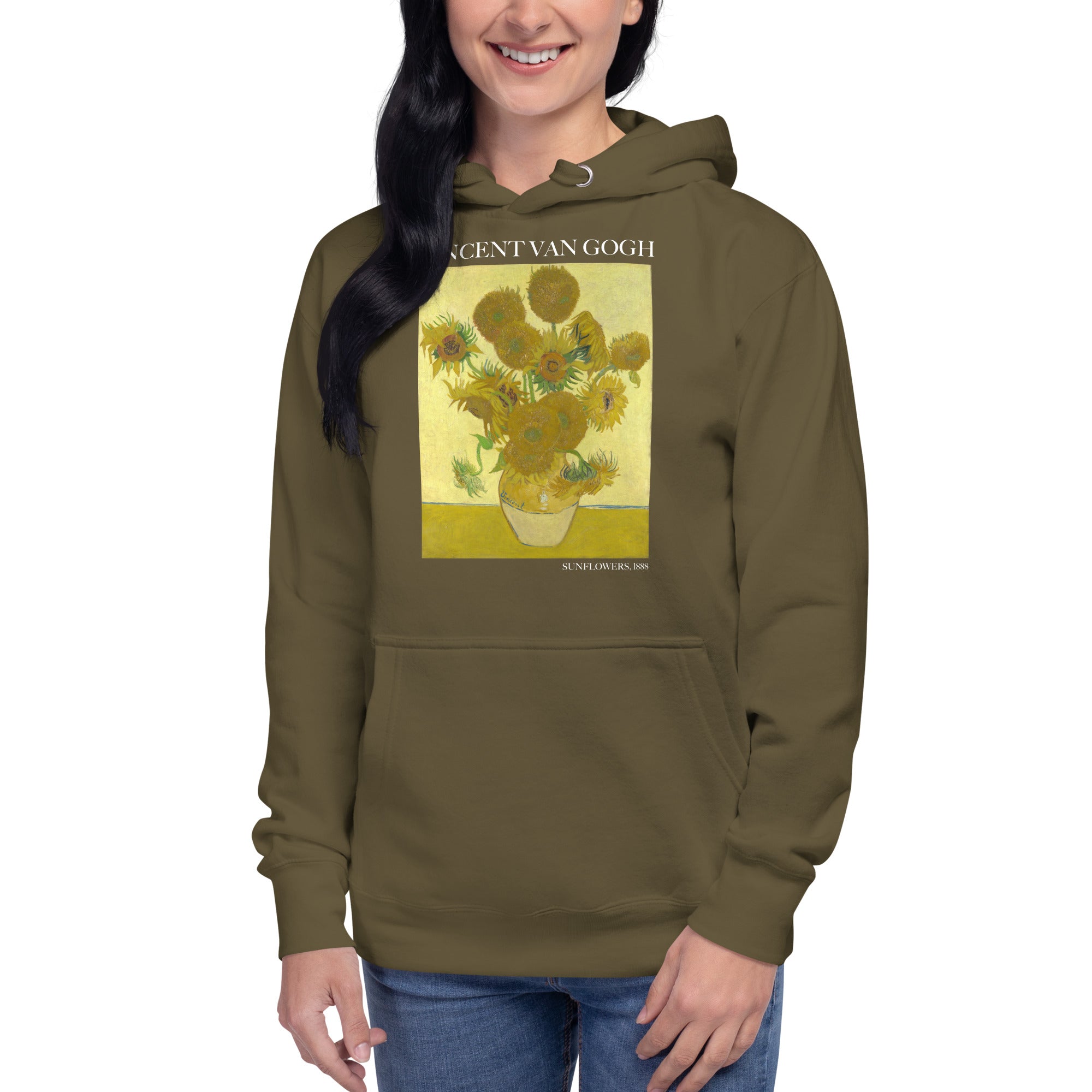 Kapuzenpullover mit berühmtem Gemälde „Sonnenblumen“ von Vincent van Gogh | Unisex-Kapuzenpullover mit Premium-Kunstmotiv