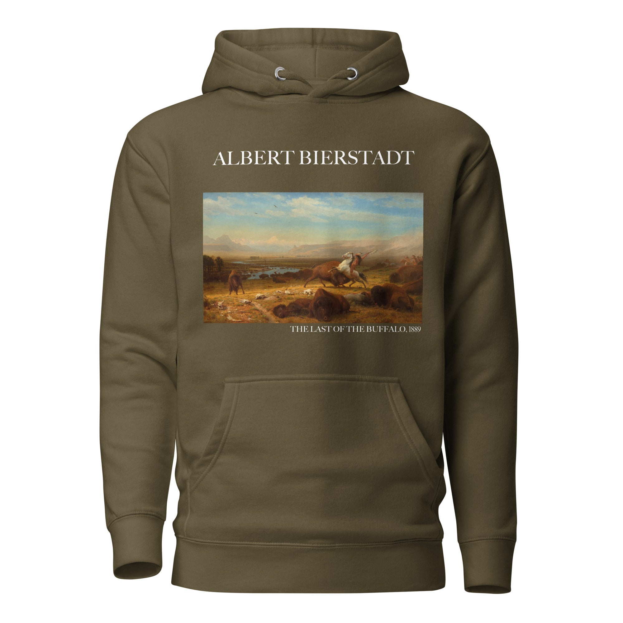 Kapuzenpullover mit berühmtem Gemälde „The Last of the Buffalo“ von Albert Bierstadt | Unisex-Kapuzenpullover mit Premium-Kunstmotiv