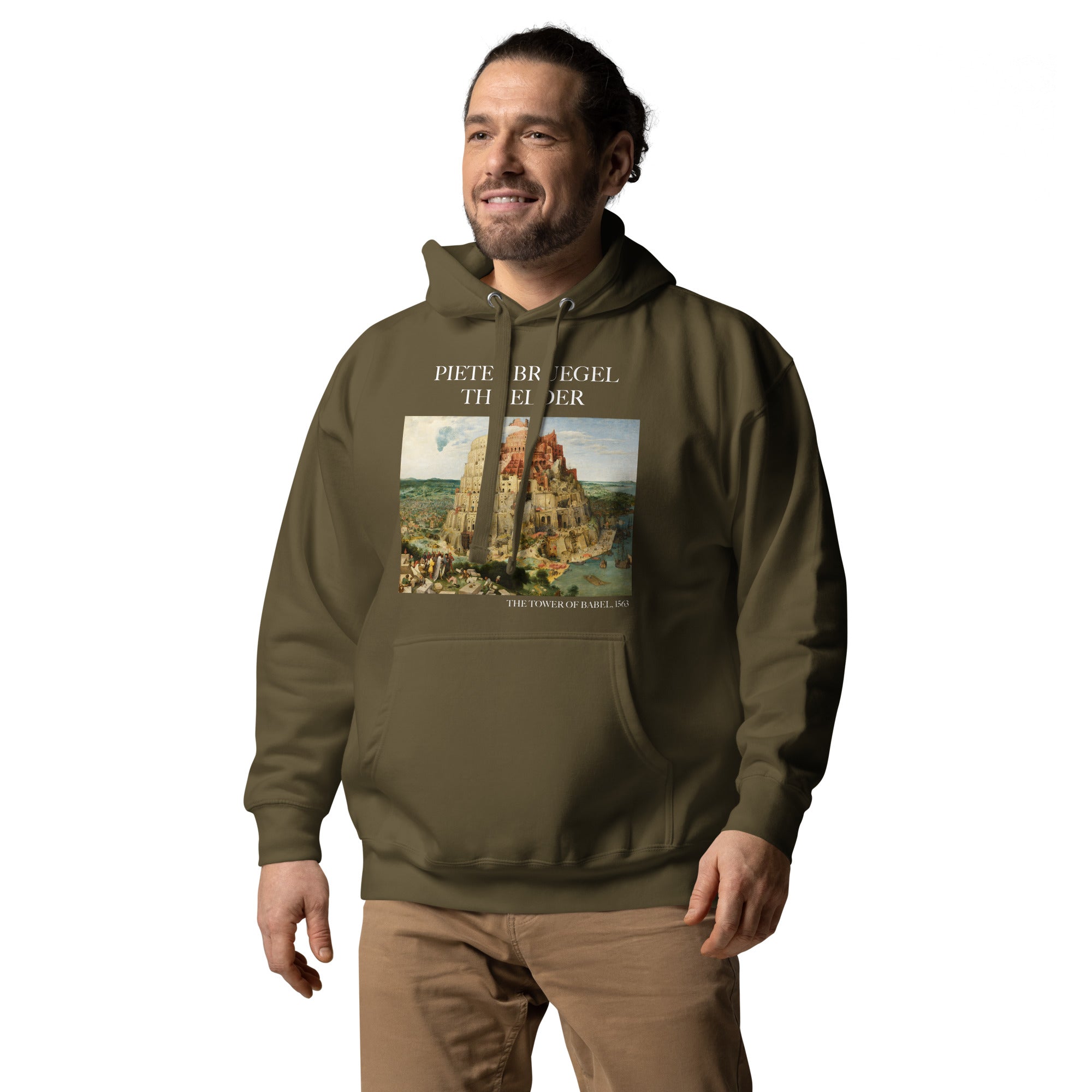 Kapuzenpullover mit berühmtem Gemälde „Der Turm zu Babel“ von Pieter Bruegel dem Älteren | Unisex-Kunst-Kapuzenpullover