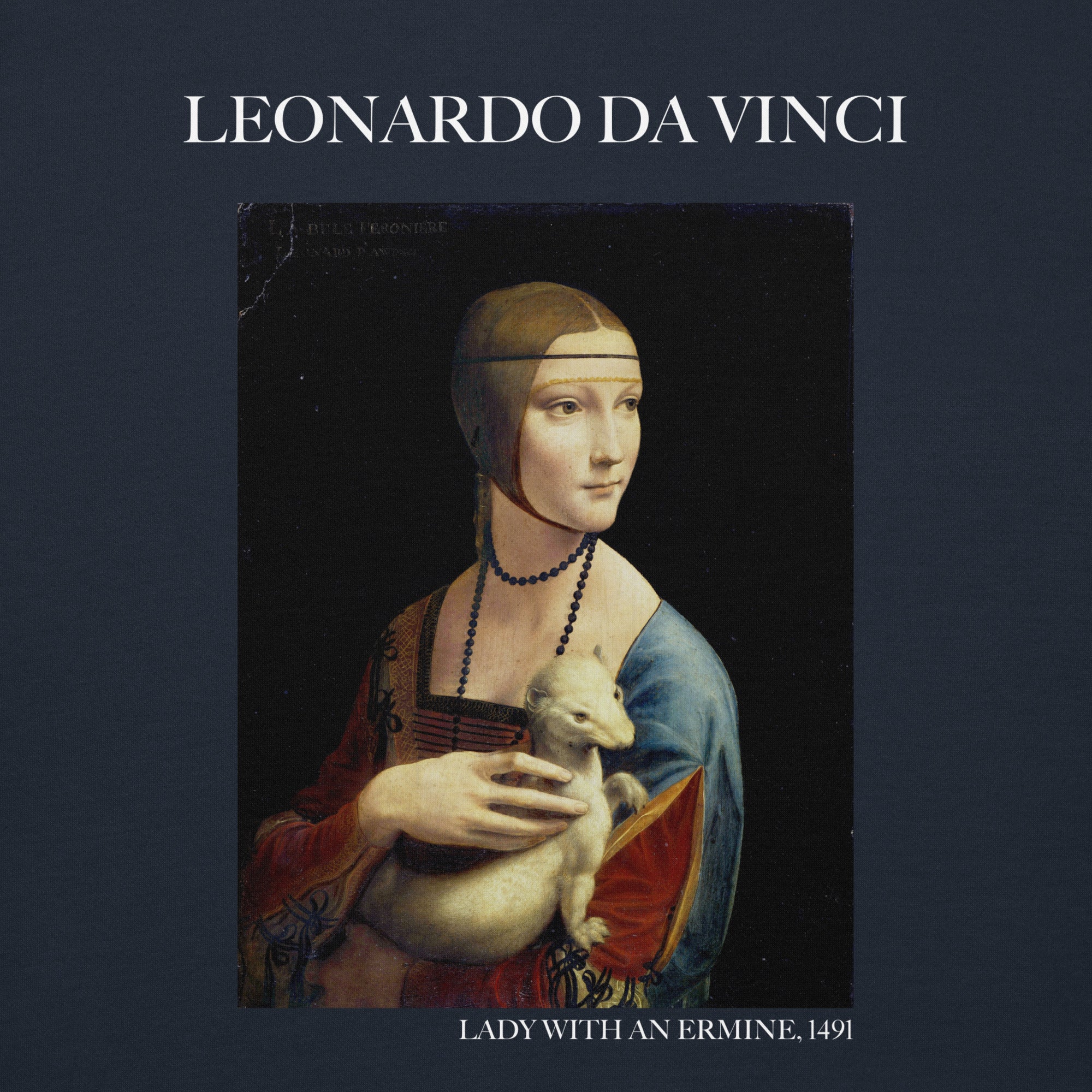 Kapuzenpullover mit berühmtem Gemälde „Die Dame mit dem Hermelin“ von Leonardo da Vinci | Unisex-Kapuzenpullover mit Premium-Kunstmotiv