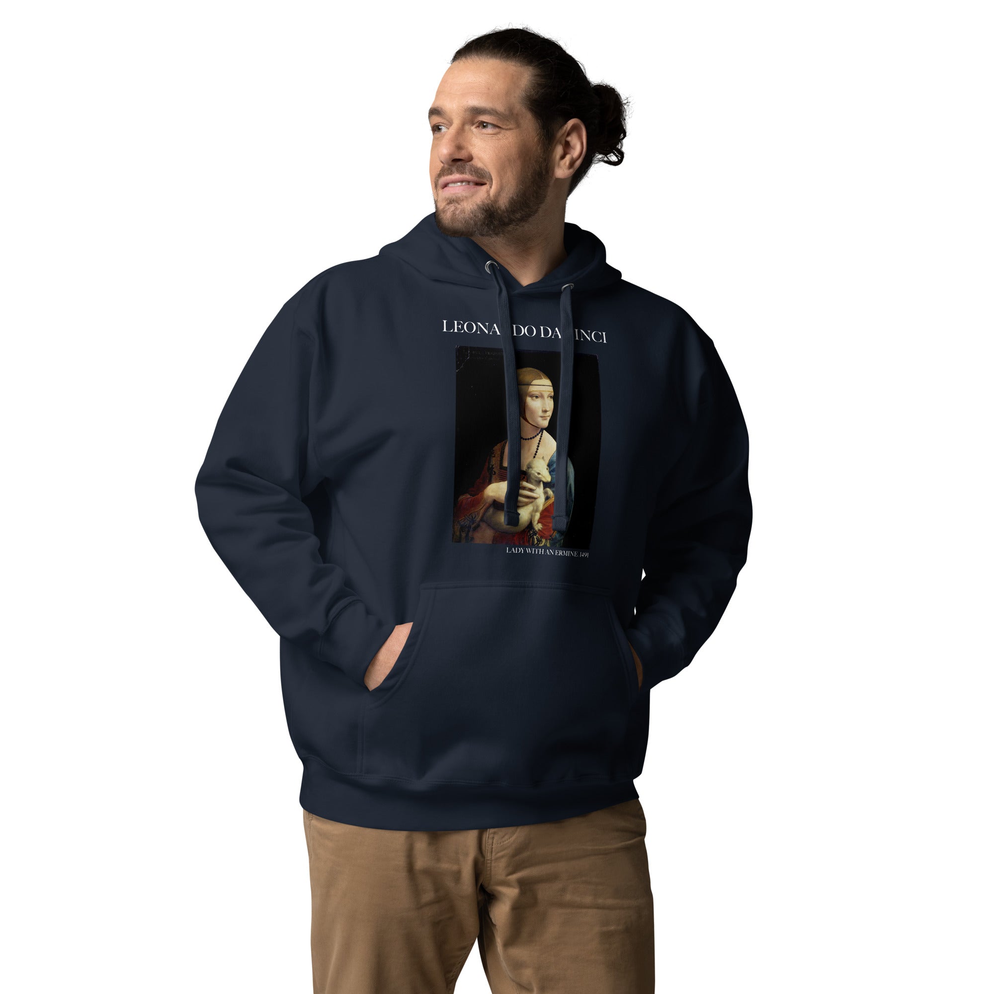 Kapuzenpullover mit berühmtem Gemälde „Die Dame mit dem Hermelin“ von Leonardo da Vinci | Unisex-Kapuzenpullover mit Premium-Kunstmotiv