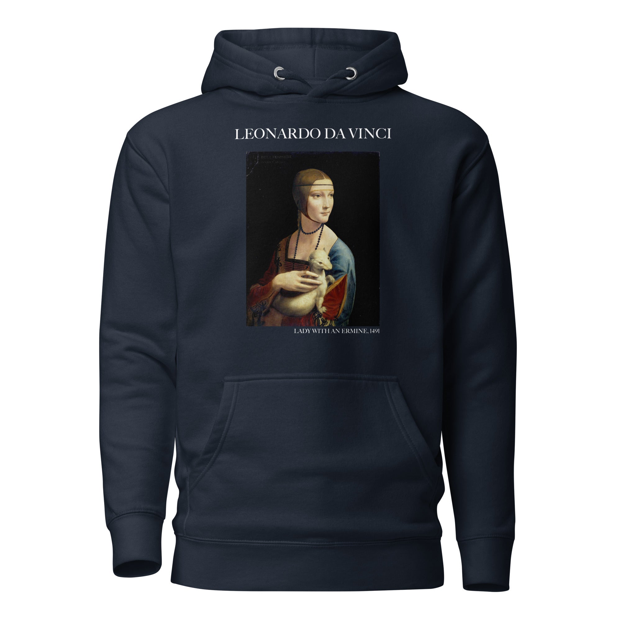 Kapuzenpullover mit berühmtem Gemälde „Die Dame mit dem Hermelin“ von Leonardo da Vinci | Unisex-Kapuzenpullover mit Premium-Kunstmotiv