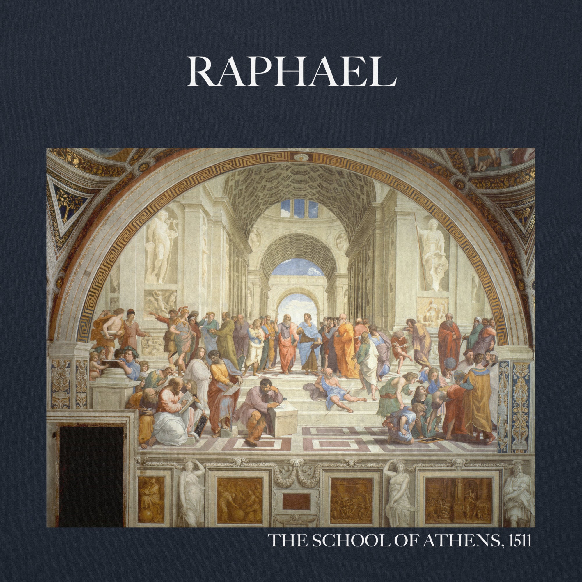 Kapuzenpullover mit berühmtem Gemälde „Die Schule von Athen“ von Raphael | Unisex-Kunst-Kapuzenpullover
