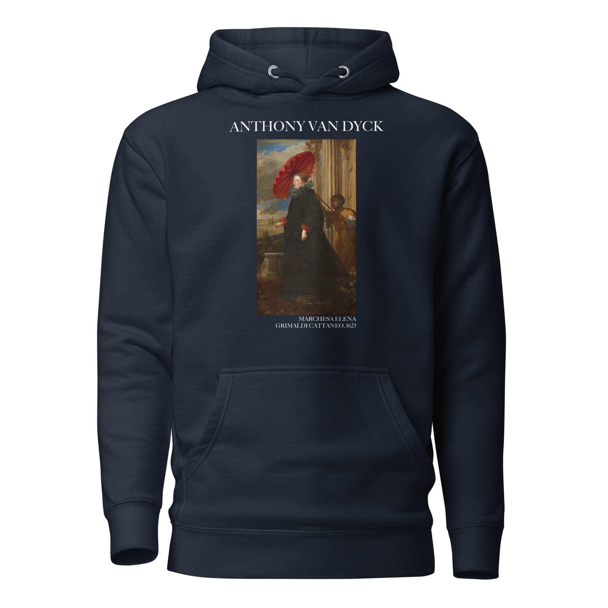 Kapuzenpullover mit berühmtem Gemälde „Marchesa Elena Grimaldi Cattaneo“ von Sir Anthony van Dyck | Unisex-Kapuzenpullover mit Premium-Kunstmotiv