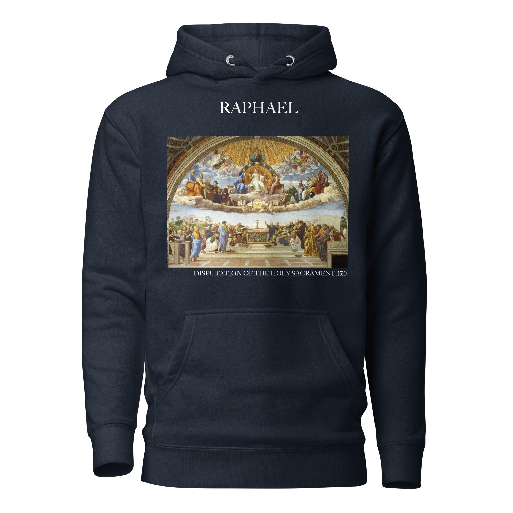 Kapuzenpullover mit berühmtem Gemälde „Disputation des Heiligen Abendmahls“ von Raphael | Unisex-Kapuzenpullover mit Premium-Kunstmotiv