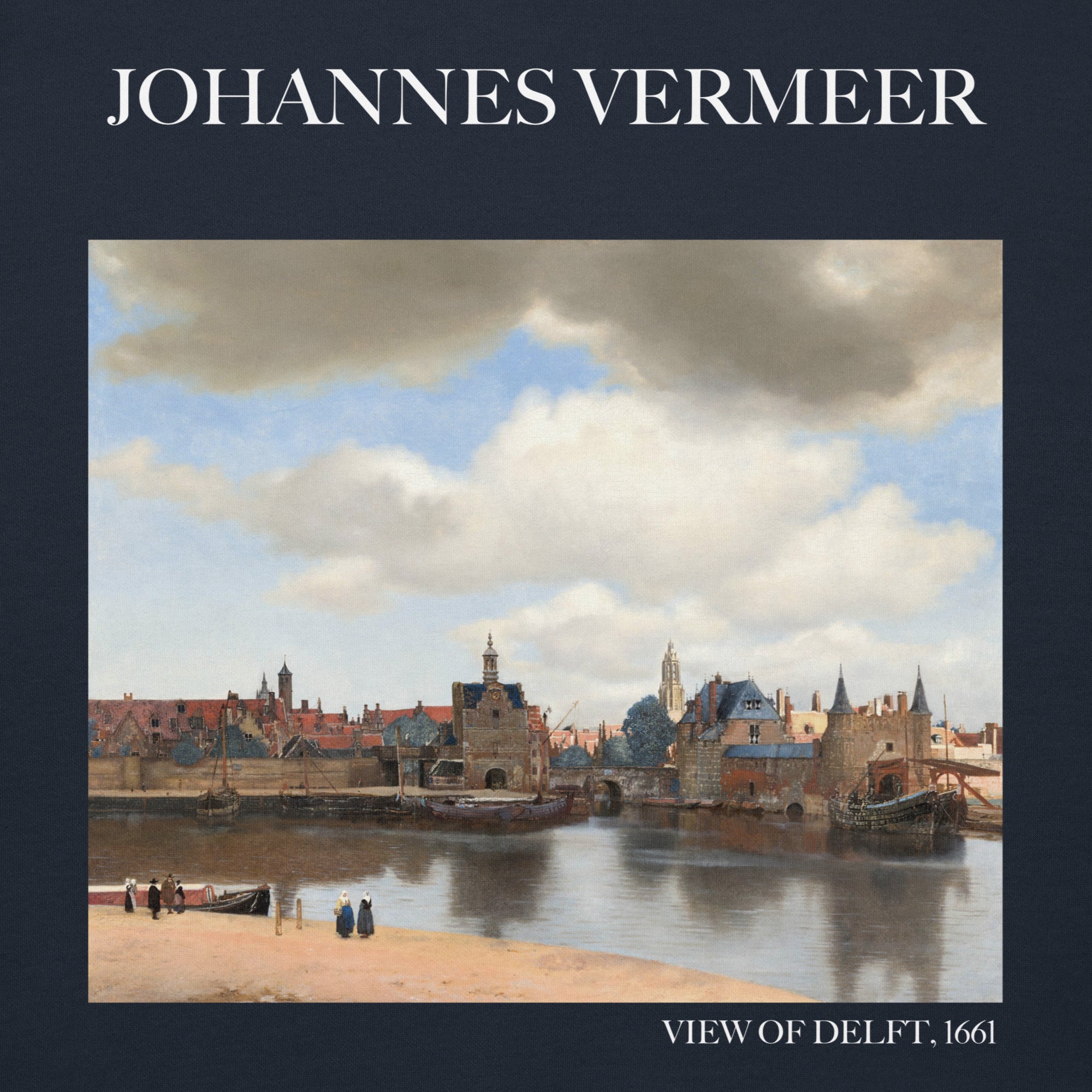 Johannes Vermeer 'Blick auf Delft' Berühmtes Gemälde Hoodie | Unisex Premium Kunst Hoodie