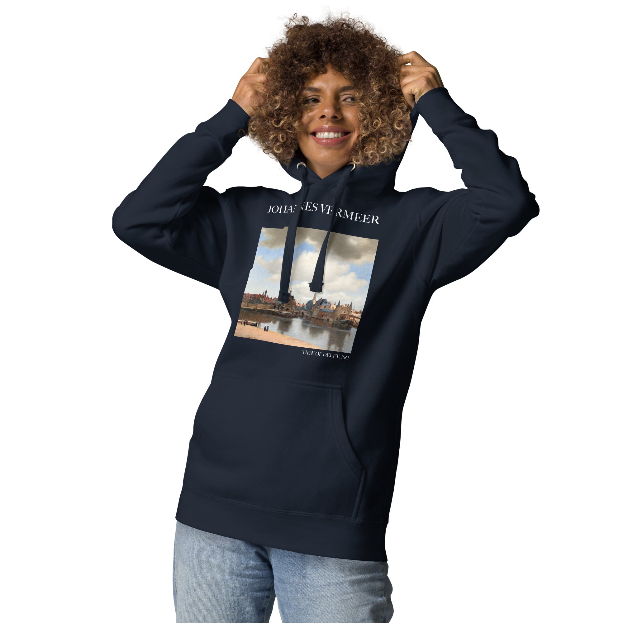 Johannes Vermeer 'Blick auf Delft' Berühmtes Gemälde Hoodie | Unisex Premium Kunst Hoodie