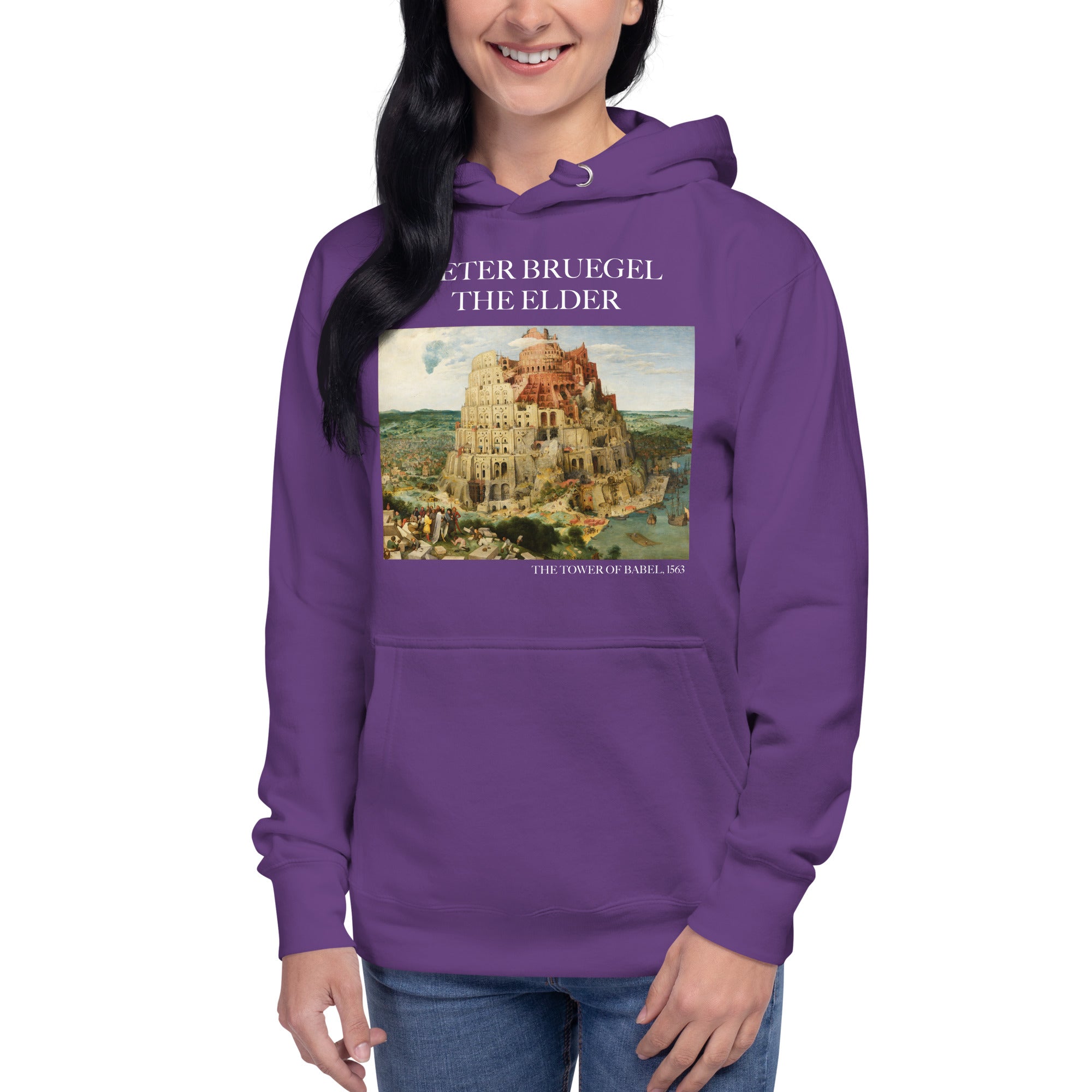 Kapuzenpullover mit berühmtem Gemälde „Der Turm zu Babel“ von Pieter Bruegel dem Älteren | Unisex-Kunst-Kapuzenpullover