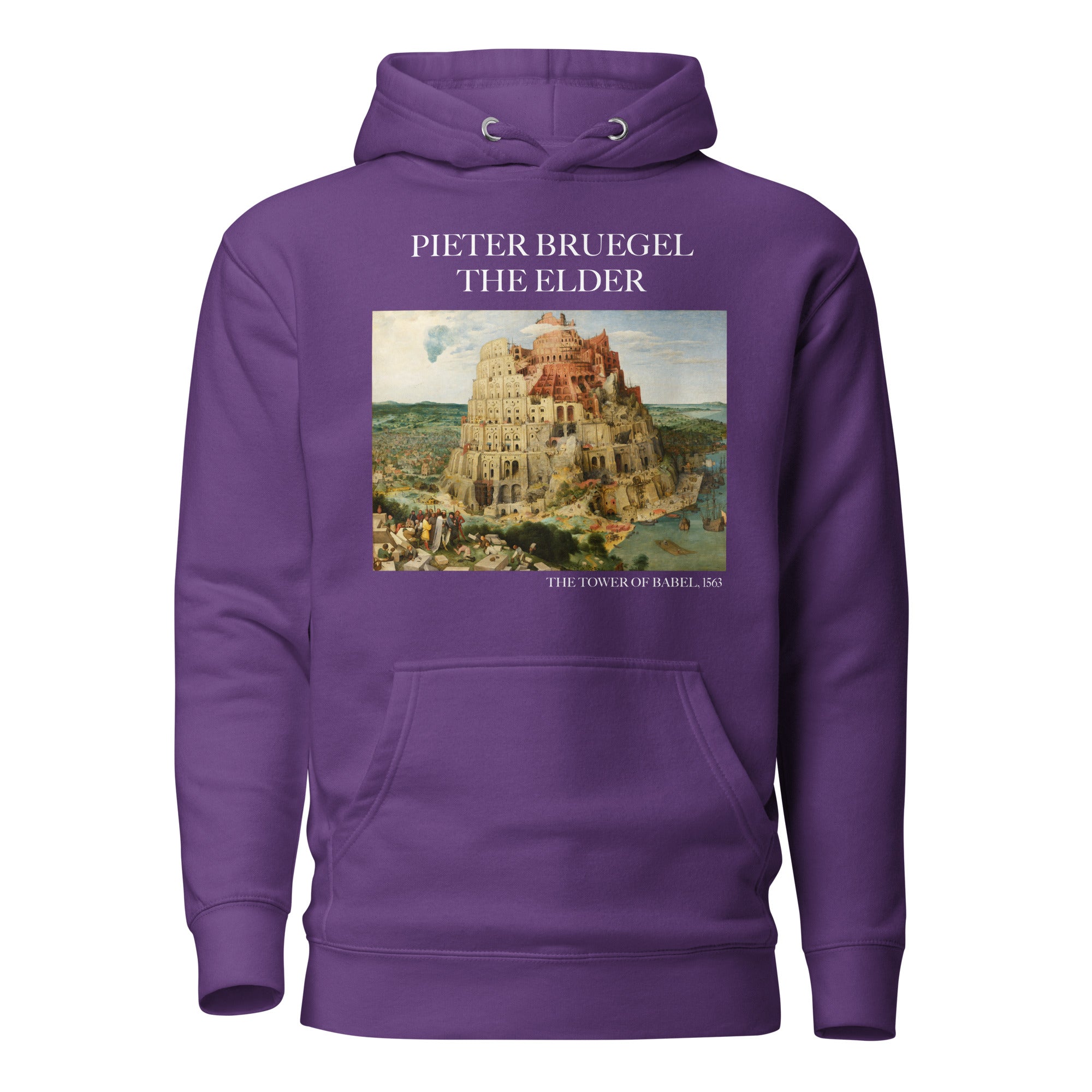 Kapuzenpullover mit berühmtem Gemälde „Der Turm zu Babel“ von Pieter Bruegel dem Älteren | Unisex-Kunst-Kapuzenpullover