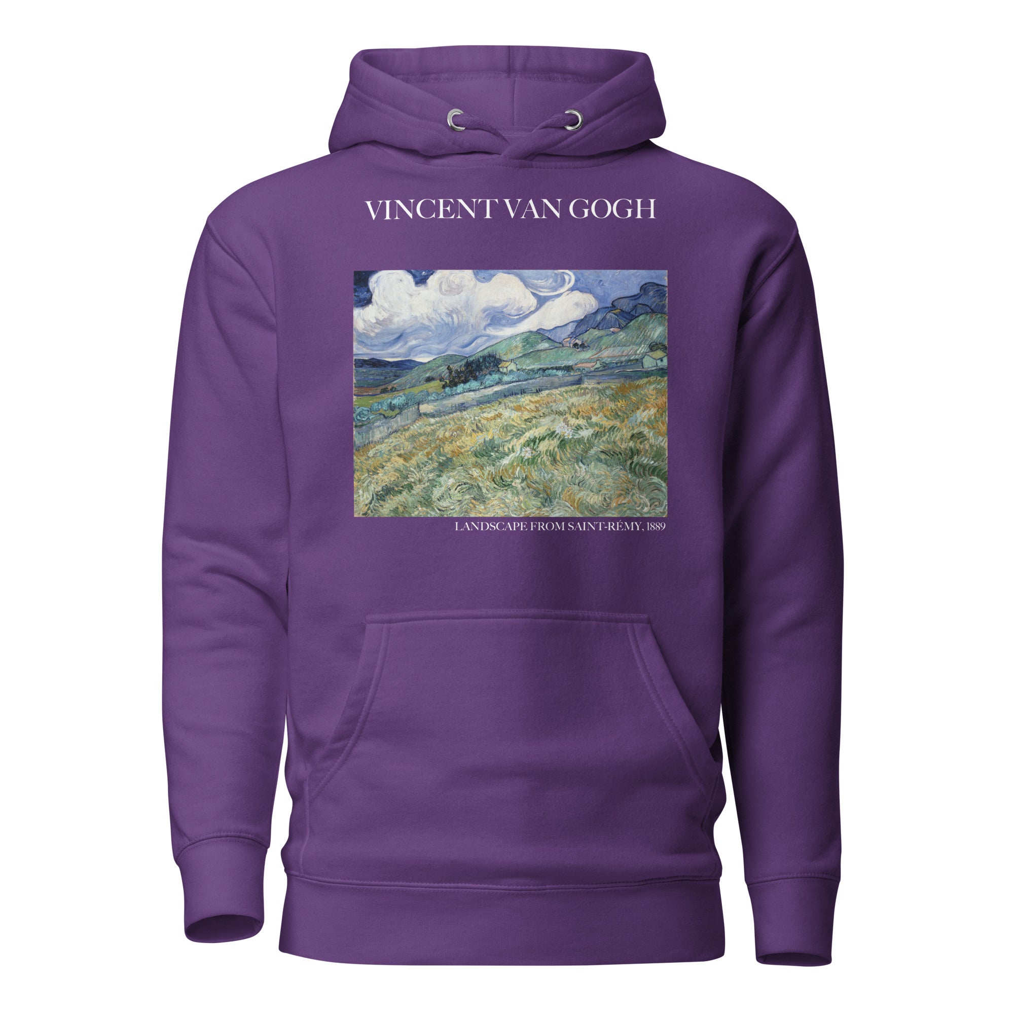 Kapuzenpullover mit berühmtem Gemälde „Landschaft von Saint-Rémy“ von Vincent van Gogh | Unisex-Kapuzenpullover mit Premium-Kunstmotiv