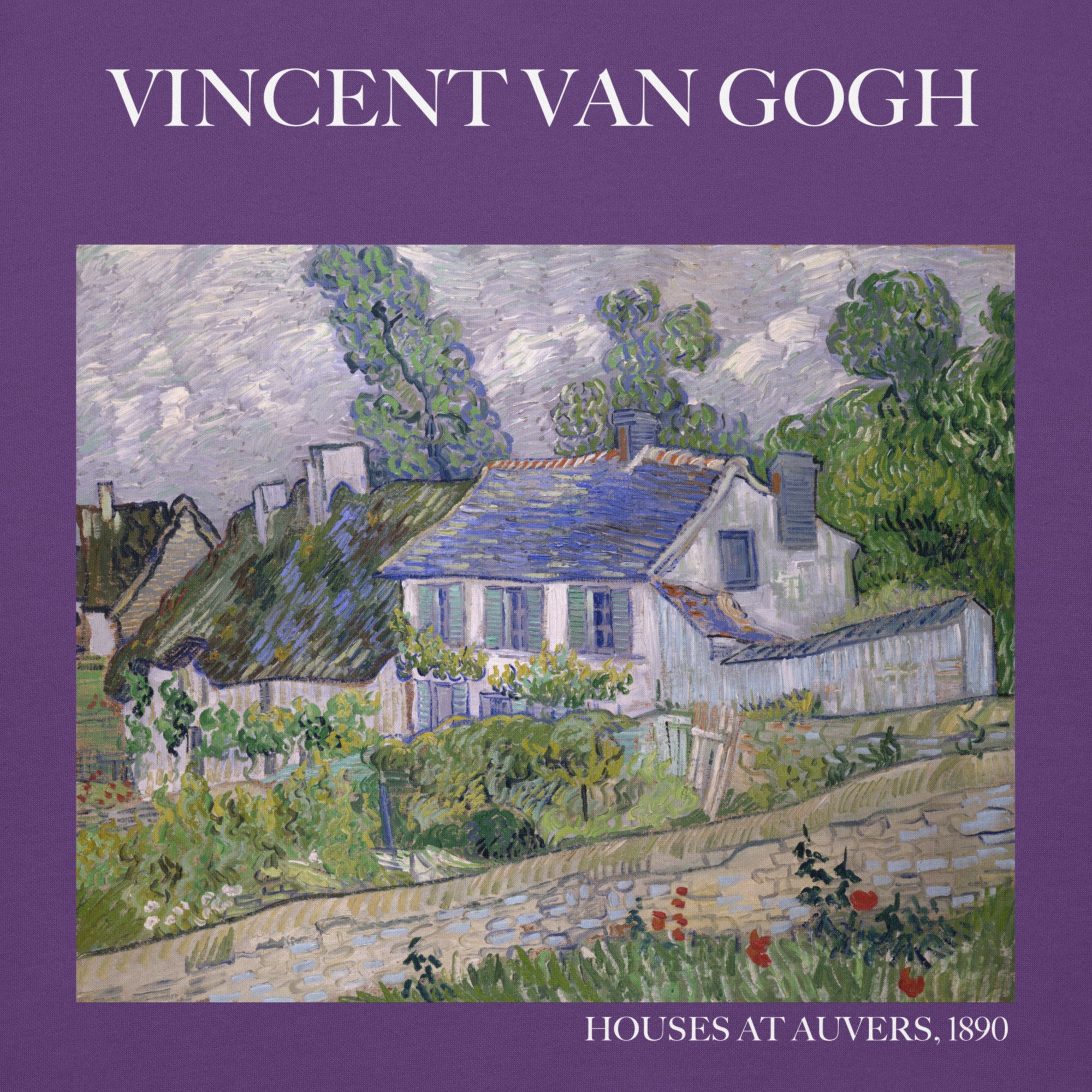 Kapuzenpullover mit berühmtem Gemälde „Häuser bei Auvers“ von Vincent van Gogh | Unisex-Kapuzenpullover mit Premium-Kunstmotiv