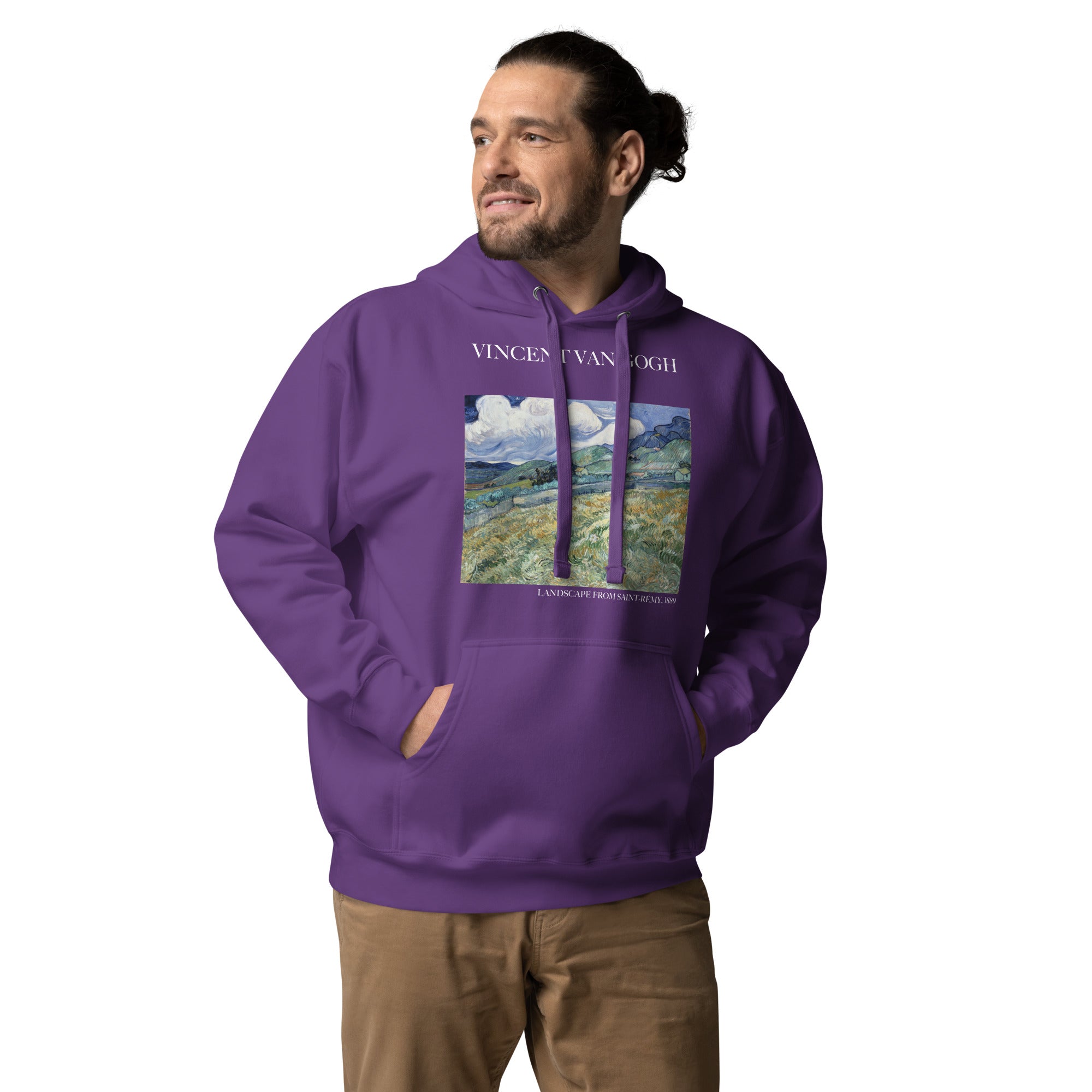 Kapuzenpullover mit berühmtem Gemälde „Landschaft von Saint-Rémy“ von Vincent van Gogh | Unisex-Kapuzenpullover mit Premium-Kunstmotiv