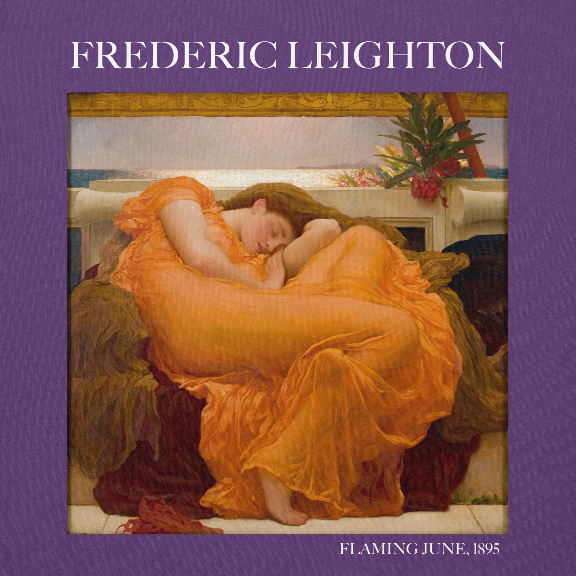 Kapuzenpullover mit berühmtem Gemälde „Flaming June“ von Frederic Leighton | Unisex-Kapuzenpullover mit Premium-Kunstmotiv