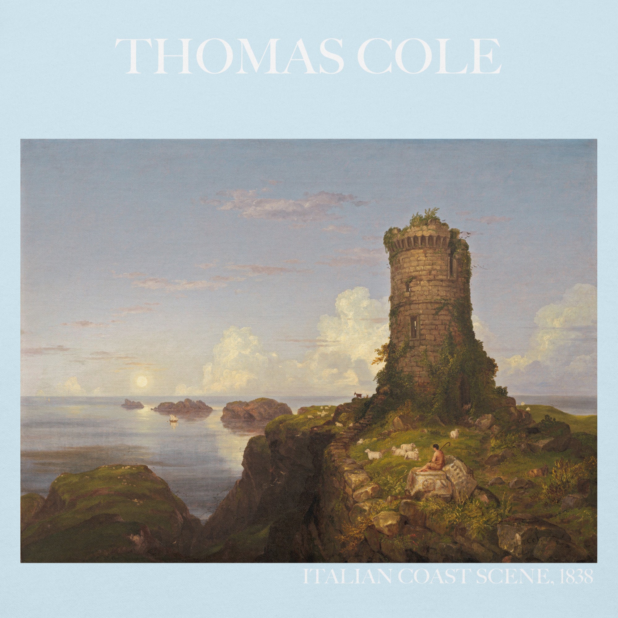 Thomas Cole Kapuzenpullover „Italienische Küstenszene“ Berühmtes Gemälde | Unisex Premium Kunst Kapuzenpullover