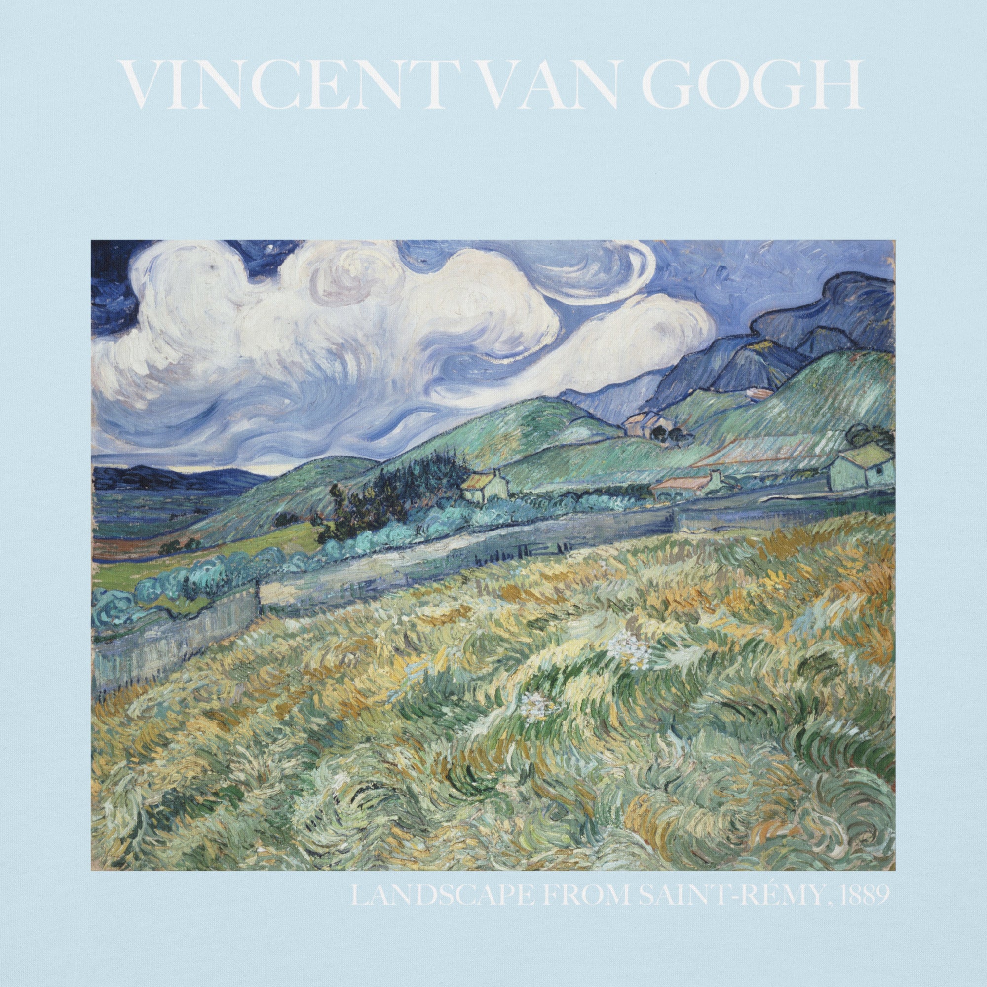 Kapuzenpullover mit berühmtem Gemälde „Landschaft von Saint-Rémy“ von Vincent van Gogh | Unisex-Kapuzenpullover mit Premium-Kunstmotiv