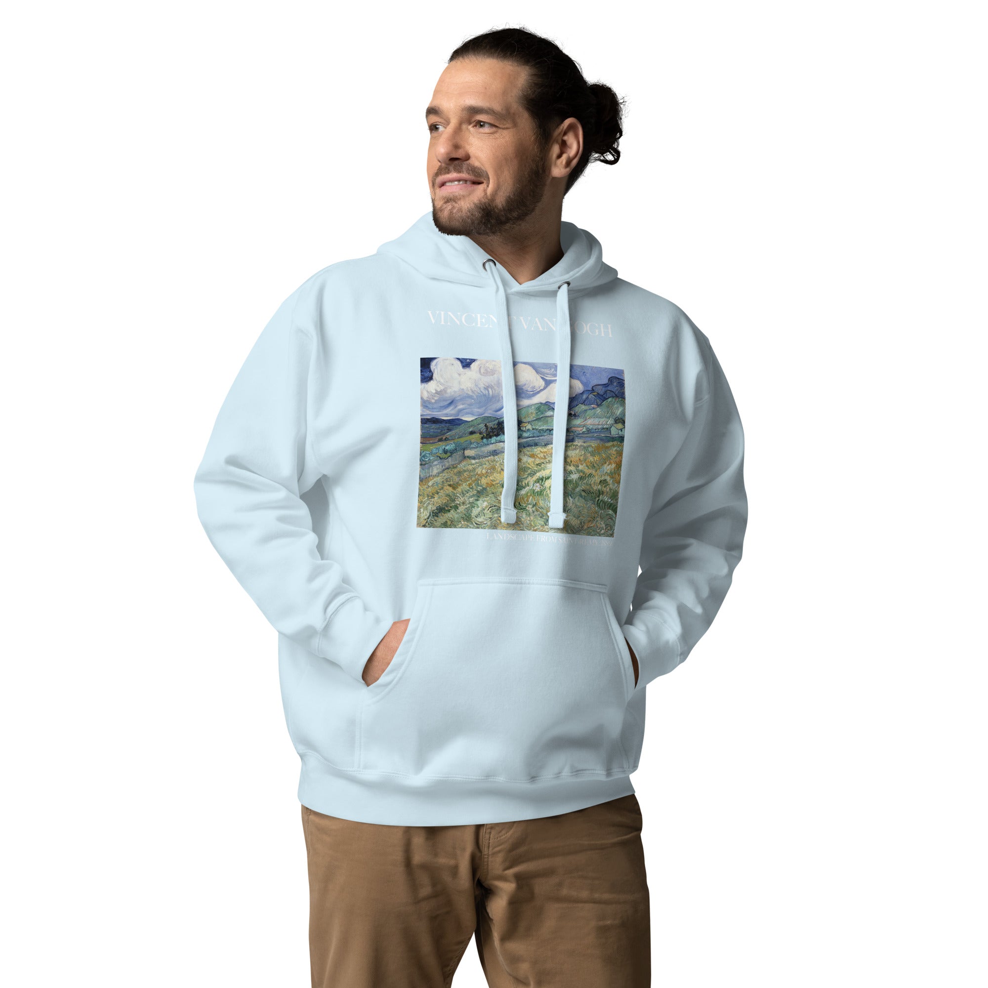 Kapuzenpullover mit berühmtem Gemälde „Landschaft von Saint-Rémy“ von Vincent van Gogh | Unisex-Kapuzenpullover mit Premium-Kunstmotiv