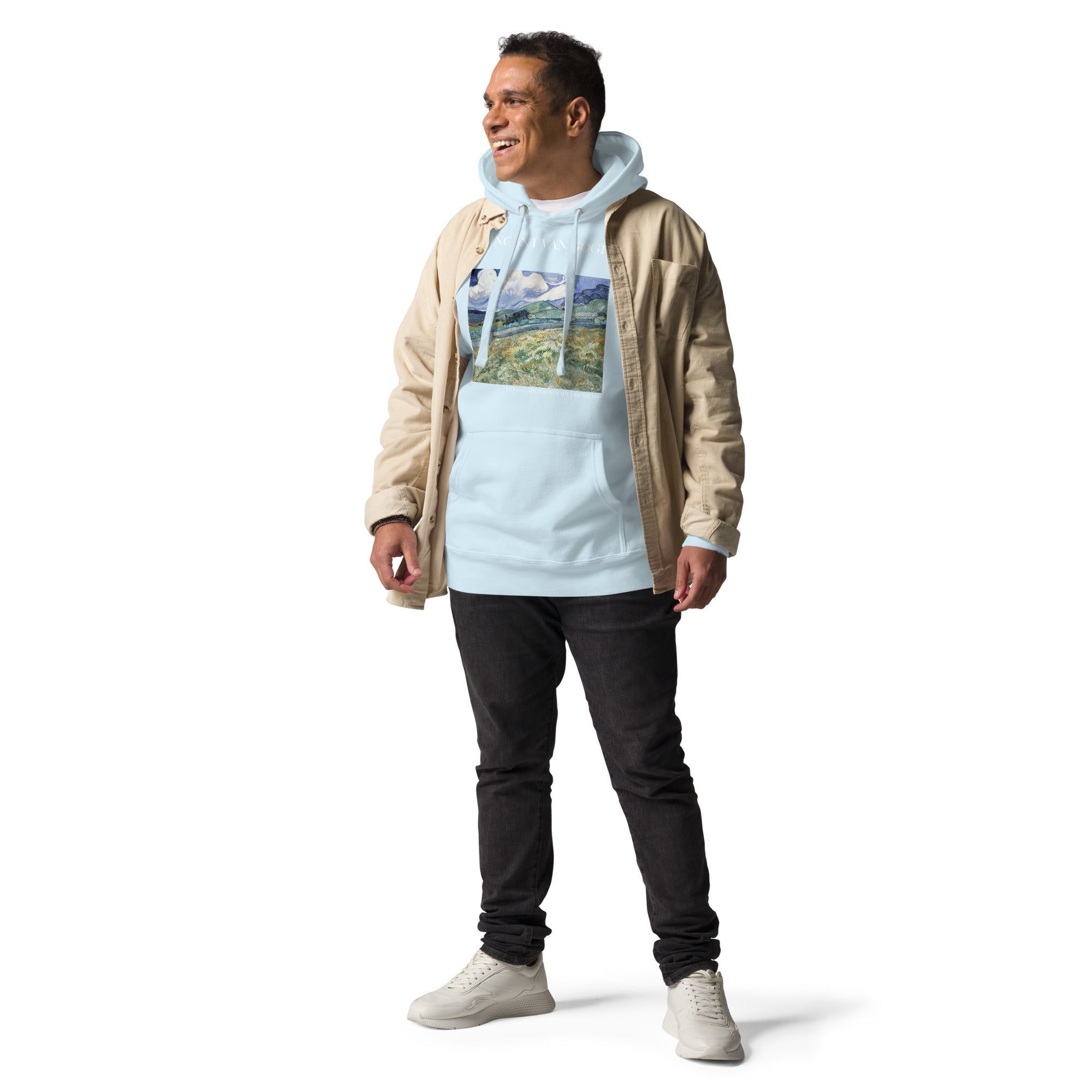 Kapuzenpullover mit berühmtem Gemälde „Landschaft von Saint-Rémy“ von Vincent van Gogh | Unisex-Kapuzenpullover mit Premium-Kunstmotiv