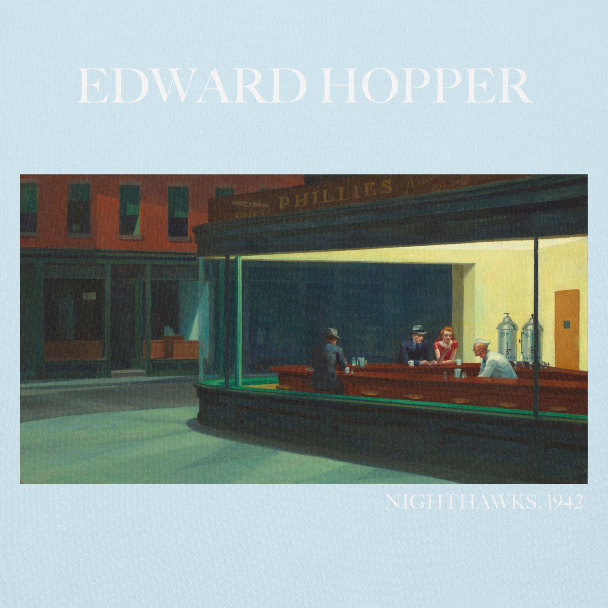 Edward Hopper 'Nighthawks' Famous Painting Hoodie | Unisex Premium Art Hoodie