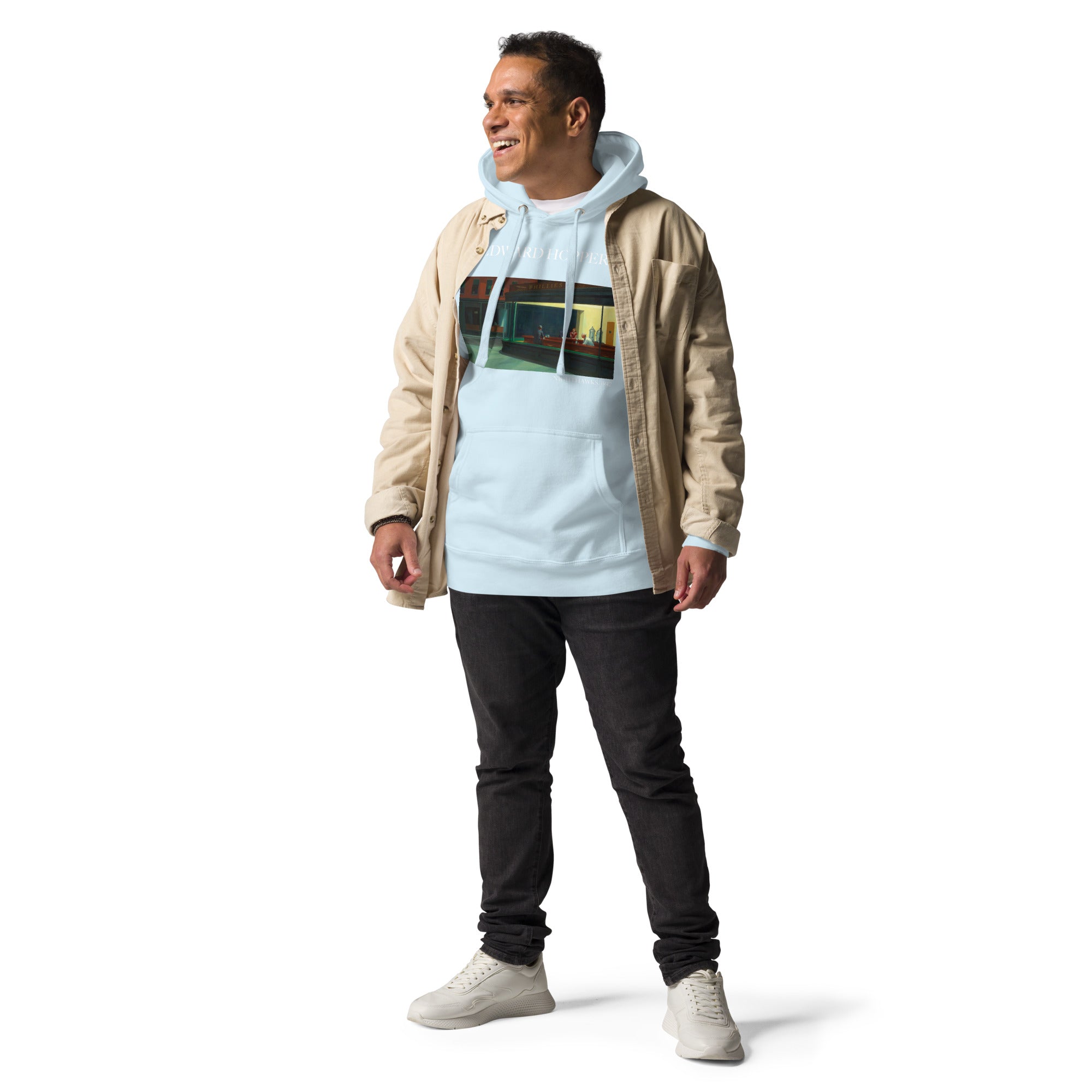 Kapuzenpullover mit berühmtem Gemälde „Nighthawks“ von Edward Hopper | Unisex-Kapuzenpullover mit Premium-Kunstmotiv