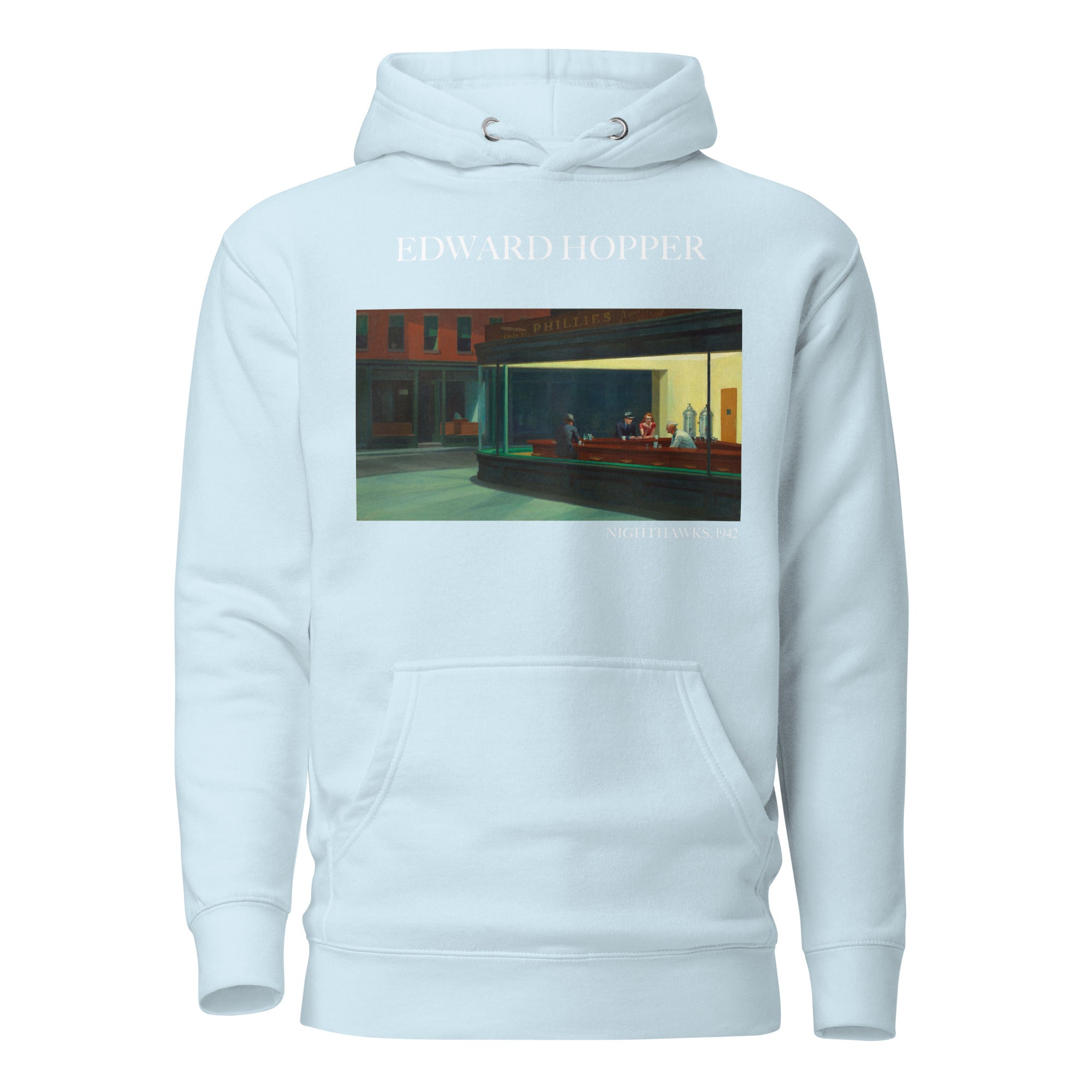 Kapuzenpullover mit berühmtem Gemälde „Nighthawks“ von Edward Hopper | Unisex-Kapuzenpullover mit Premium-Kunstmotiv