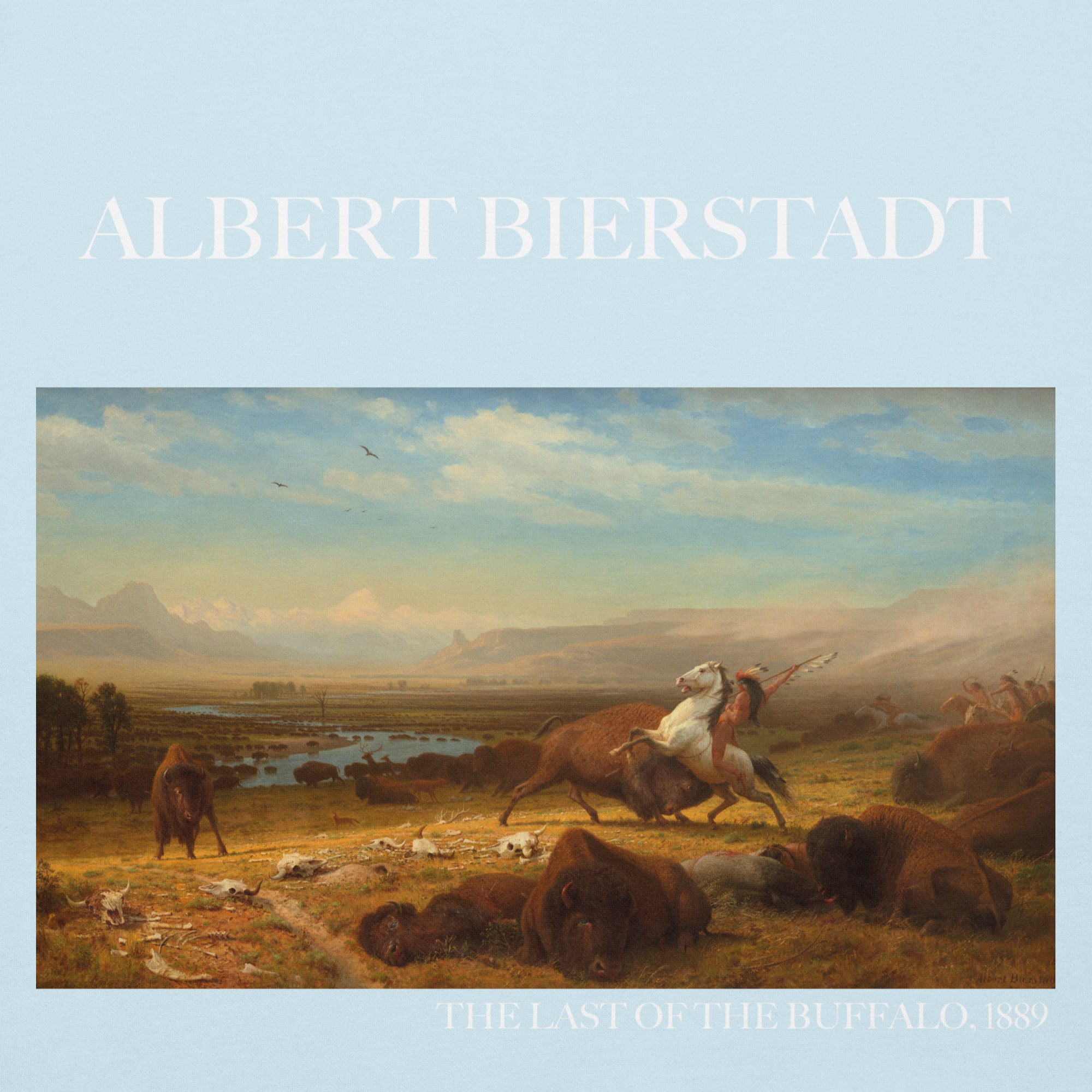Kapuzenpullover mit berühmtem Gemälde „The Last of the Buffalo“ von Albert Bierstadt | Unisex-Kapuzenpullover mit Premium-Kunstmotiv