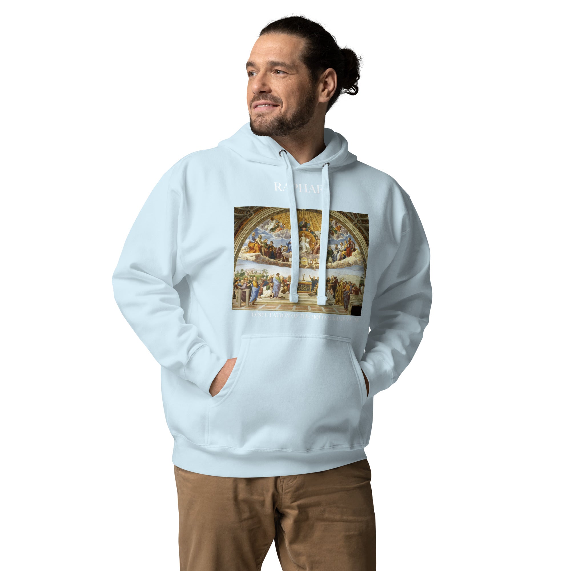 Kapuzenpullover mit berühmtem Gemälde „Disputation des Heiligen Abendmahls“ von Raphael | Unisex-Kapuzenpullover mit Premium-Kunstmotiv