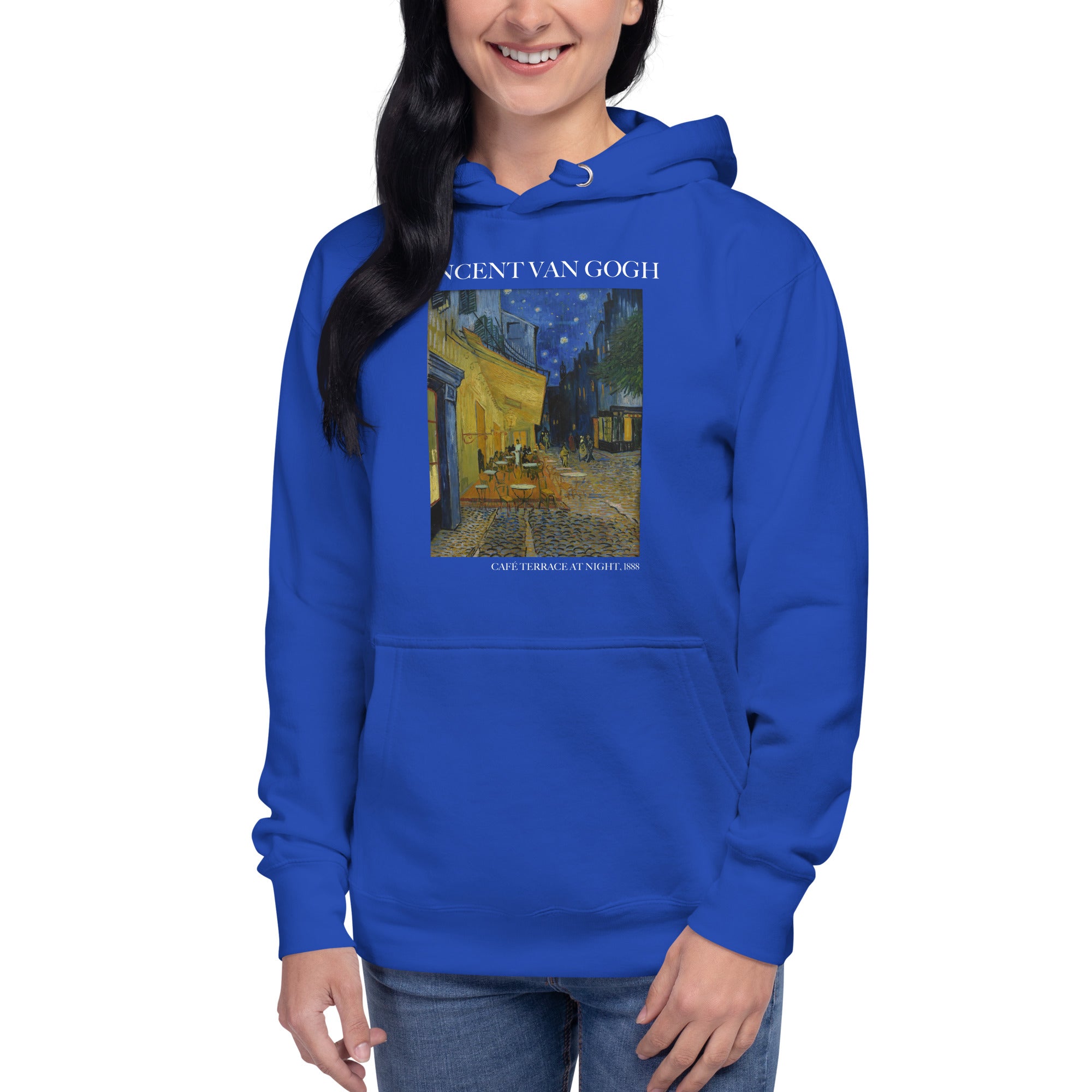 Kapuzenpullover mit berühmtem Gemälde „Caféterrasse bei Nacht“ von Vincent van Gogh | Unisex-Kapuzenpullover mit Premium-Kunstmotiv