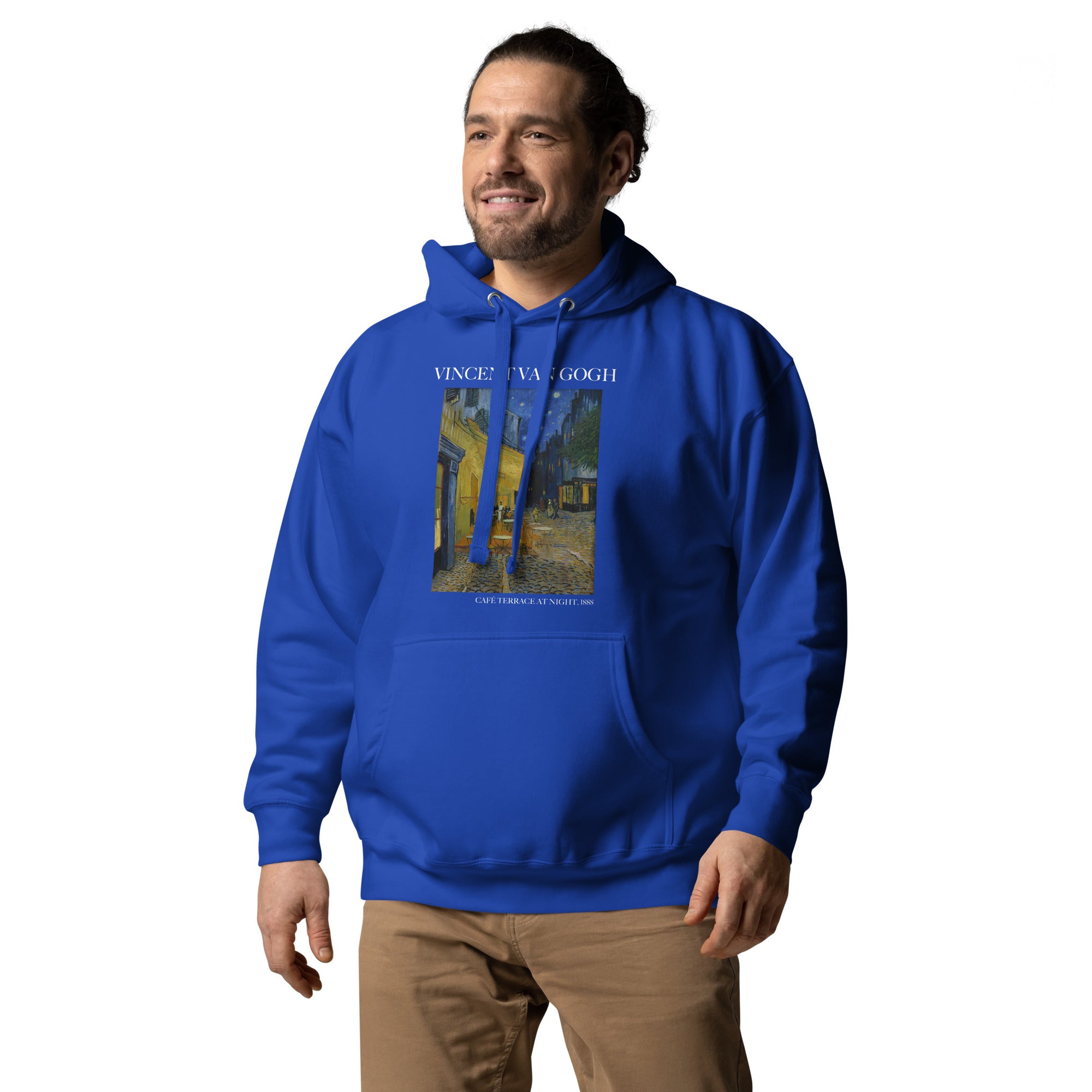 Kapuzenpullover mit berühmtem Gemälde „Caféterrasse bei Nacht“ von Vincent van Gogh | Unisex-Kapuzenpullover mit Premium-Kunstmotiv