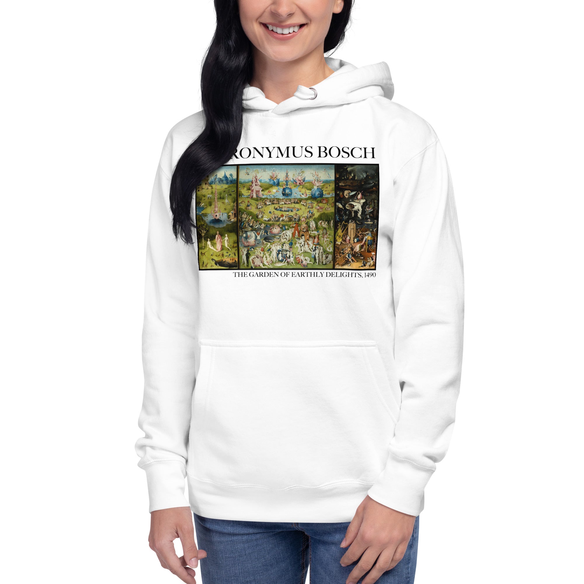 Kapuzenpullover mit berühmtem Gemälde „Der Garten der Lüste“ von Hieronymus Bosch | Unisex-Kapuzenpullover mit Premium-Kunstmotiv