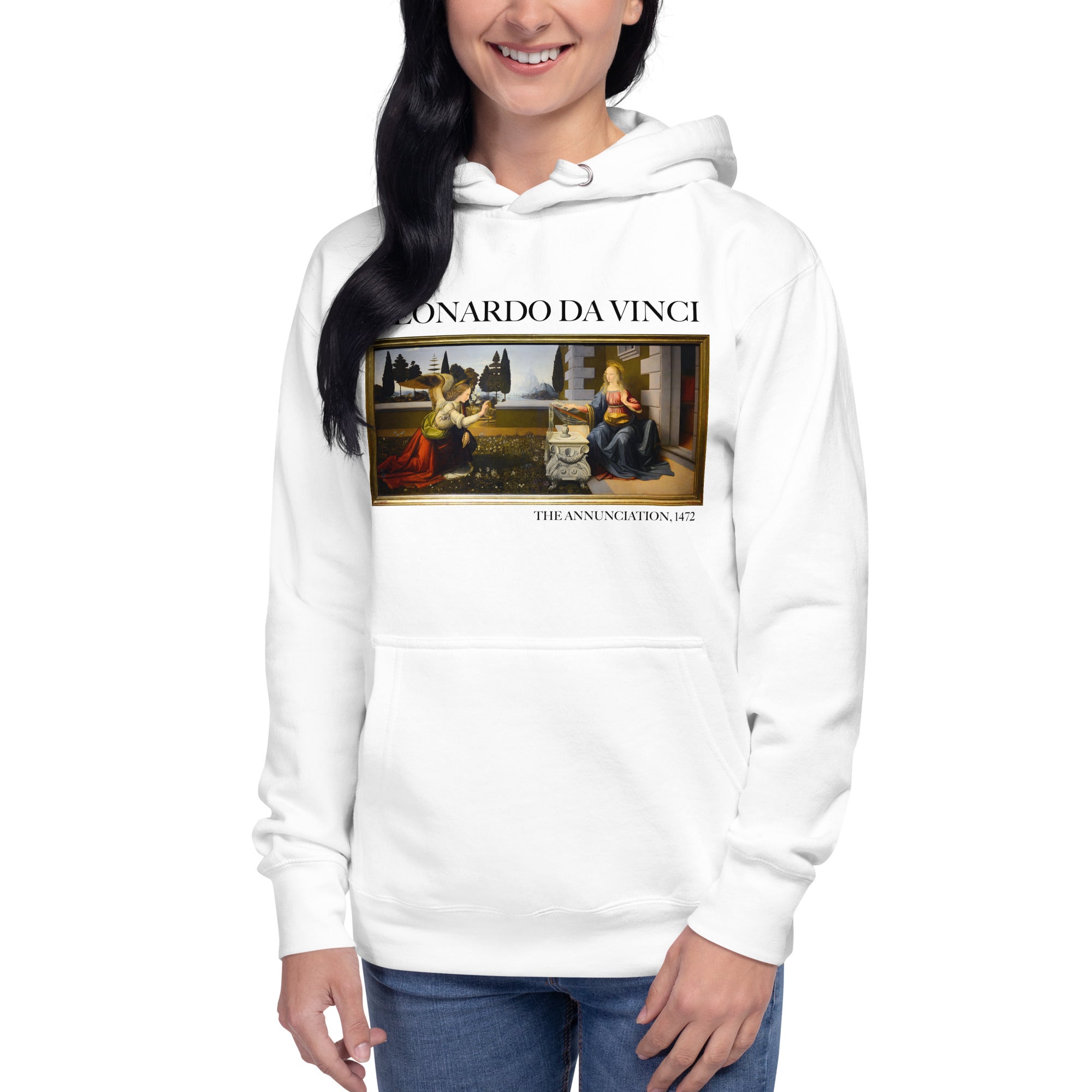 Kapuzenpullover mit berühmtem Gemälde „Die Verkündigung“ von Leonardo da Vinci | Unisex-Kapuzenpullover mit Premium-Kunstmotiv