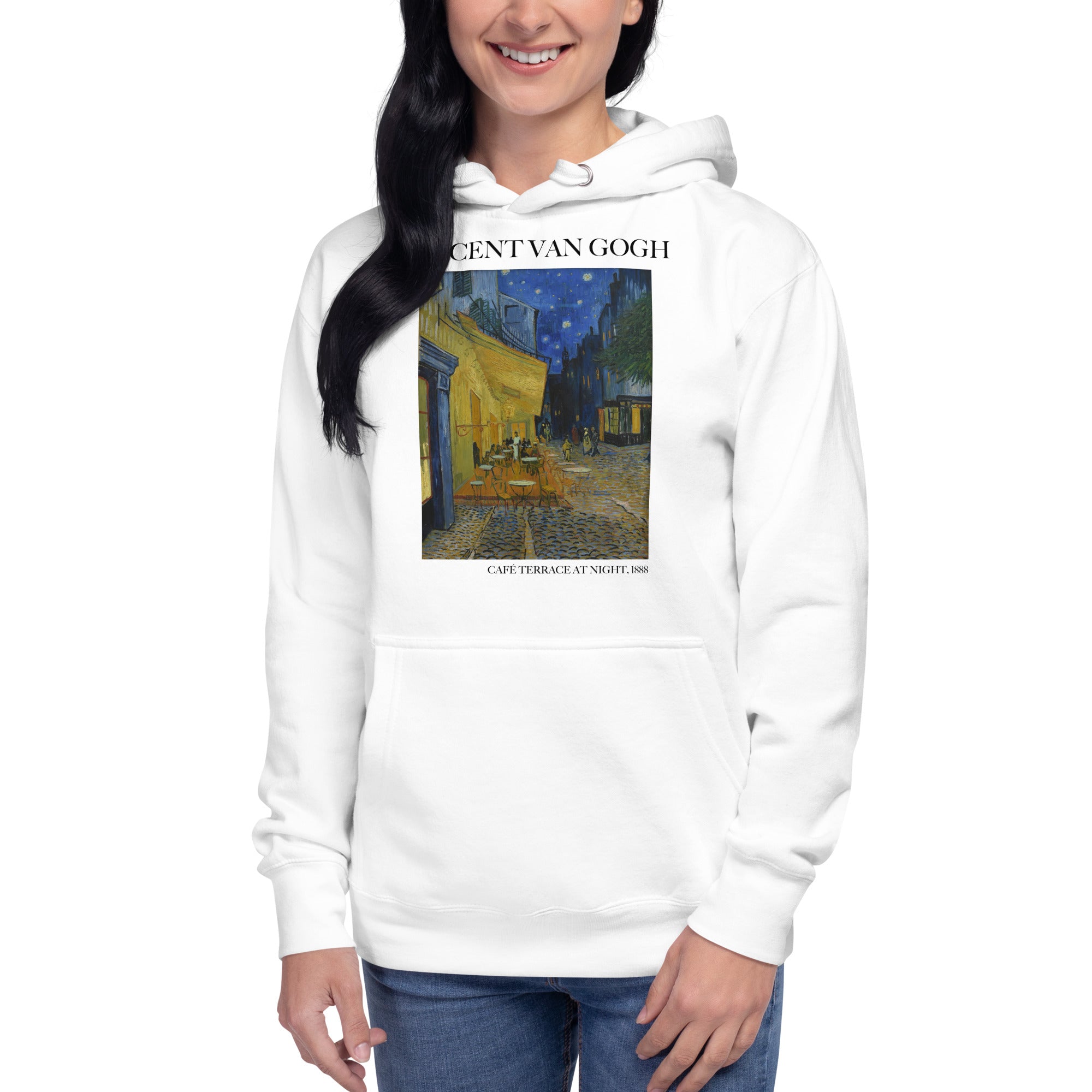 Kapuzenpullover mit berühmtem Gemälde „Caféterrasse bei Nacht“ von Vincent van Gogh | Unisex-Kapuzenpullover mit Premium-Kunstmotiv