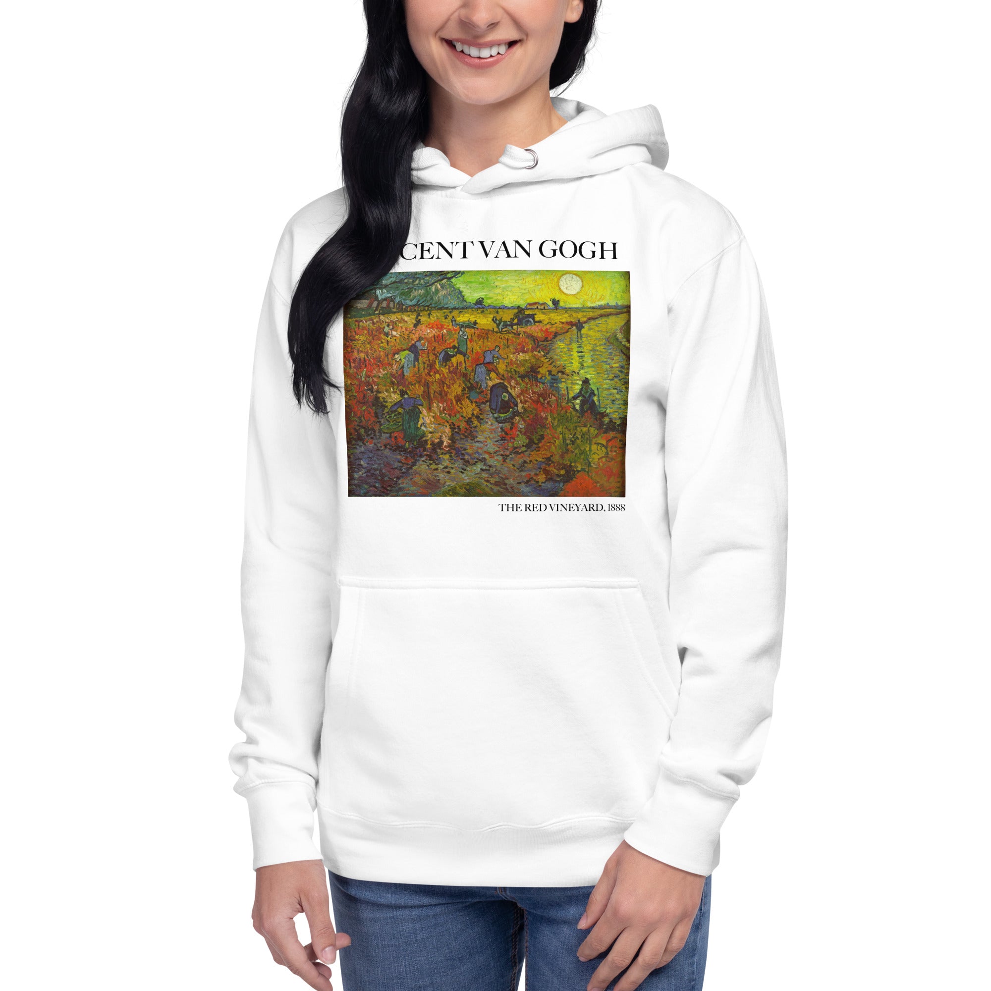 Kapuzenpullover mit berühmtem Gemälde „Der rote Weinberg“ von Vincent van Gogh | Unisex-Kapuzenpullover mit Premium-Kunstmotiv