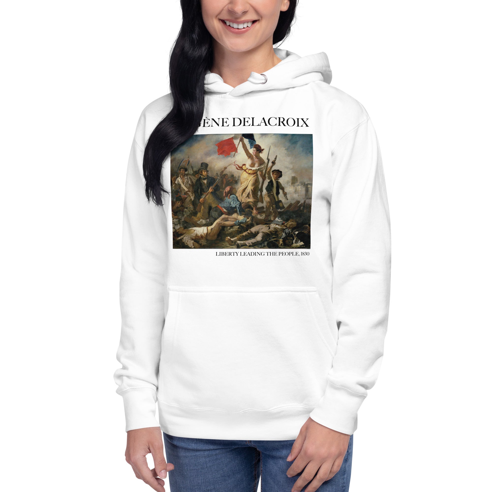 Kapuzenpullover mit berühmtem Gemälde „Die Freiheit führt das Volk“ von Eugène Delacroix | Unisex-Kunst-Kapuzenpullover