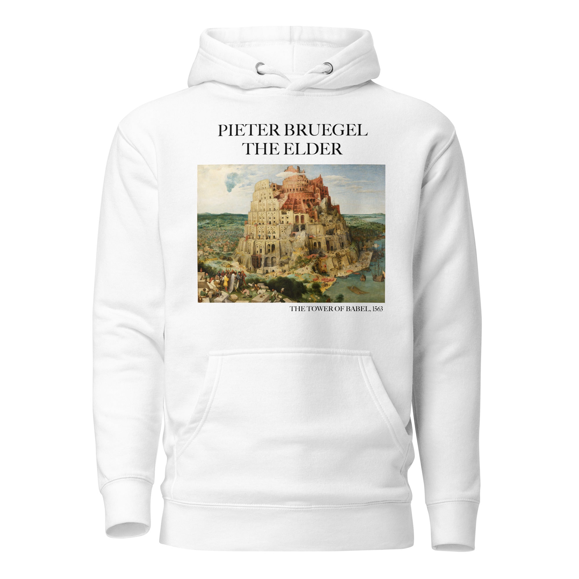 Kapuzenpullover mit berühmtem Gemälde „Der Turm zu Babel“ von Pieter Bruegel dem Älteren | Unisex-Kunst-Kapuzenpullover