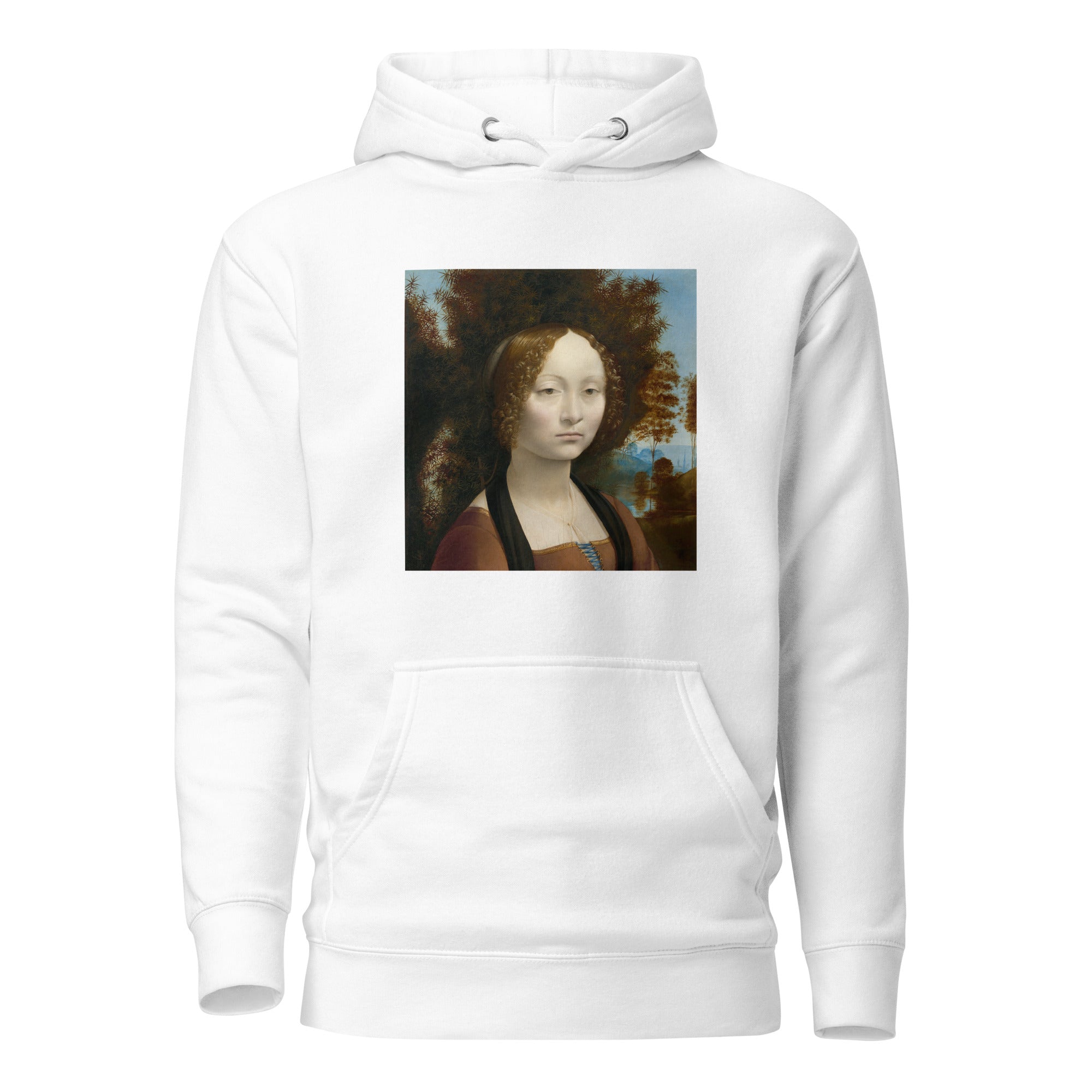 Kapuzenpullover mit berühmtem Gemälde „Ginevra de‘ Benci“ von Leonardo da Vinci | Unisex-Kapuzenpullover mit Premium-Kunstmotiv