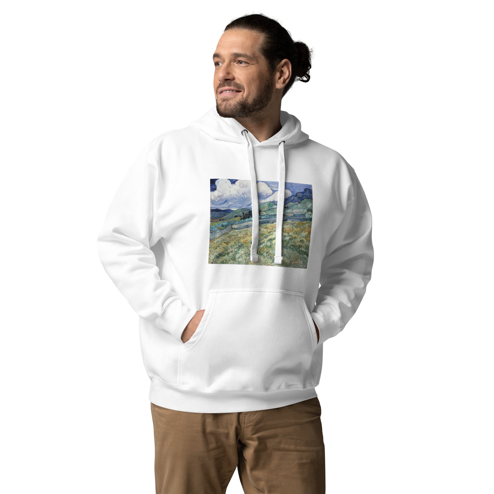 Kapuzenpullover mit berühmtem Gemälde „Landschaft von Saint-Rémy“ von Vincent van Gogh | Unisex-Kapuzenpullover mit Premium-Kunstmotiv