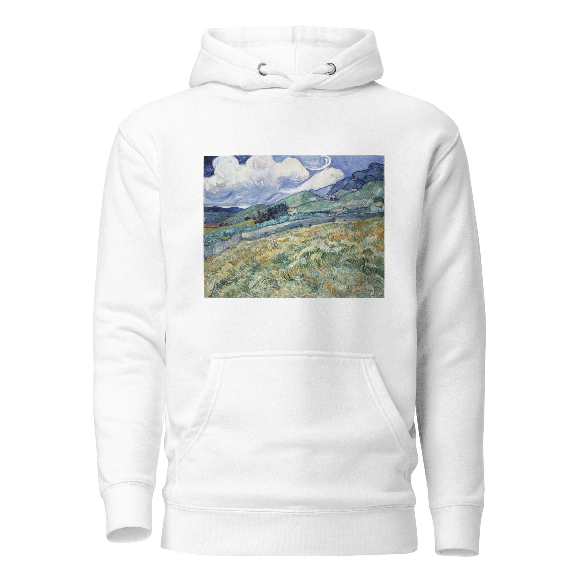 Kapuzenpullover mit berühmtem Gemälde „Landschaft von Saint-Rémy“ von Vincent van Gogh | Unisex-Kapuzenpullover mit Premium-Kunstmotiv