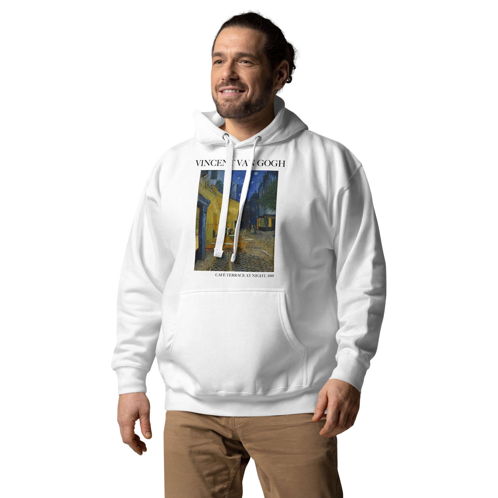 Kapuzenpullover mit berühmtem Gemälde „Caféterrasse bei Nacht“ von Vincent van Gogh | Unisex-Kapuzenpullover mit Premium-Kunstmotiv