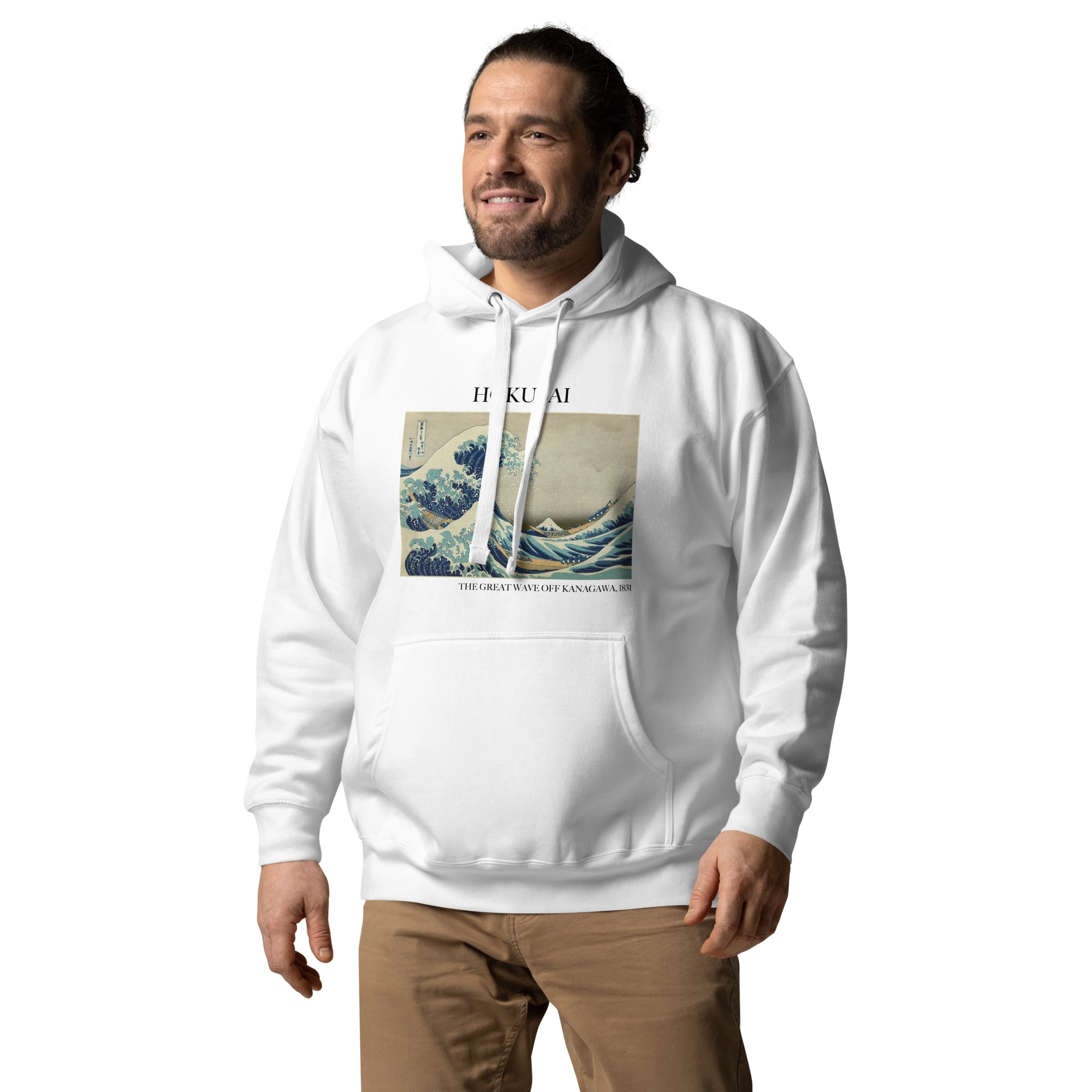 Kapuzenpullover mit berühmtem Gemälde „Die große Welle vor Kanagawa“ von Hokusai | Unisex-Kapuzenpullover mit Premium-Kunstmotiv