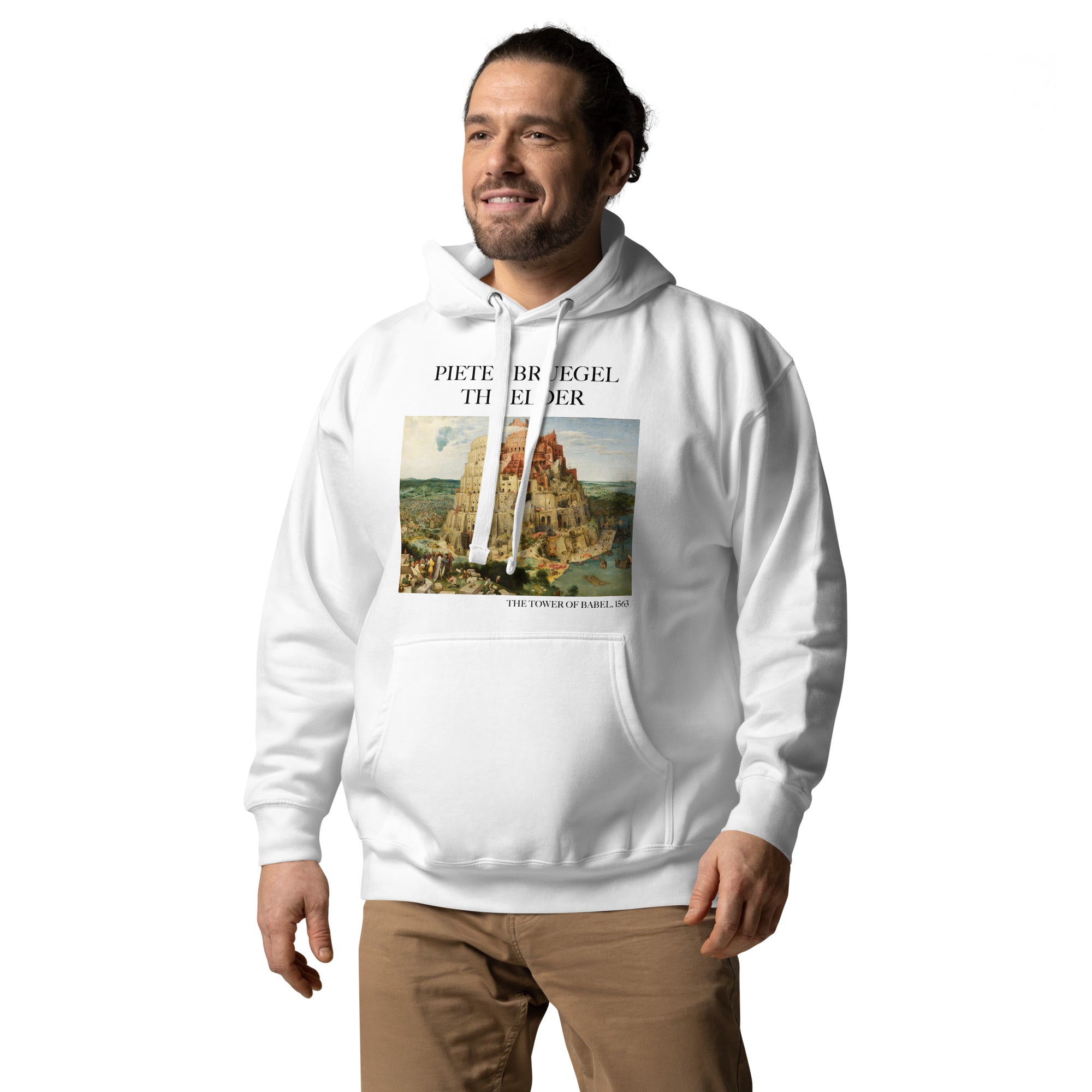 Kapuzenpullover mit berühmtem Gemälde „Der Turm zu Babel“ von Pieter Bruegel dem Älteren | Unisex-Kunst-Kapuzenpullover