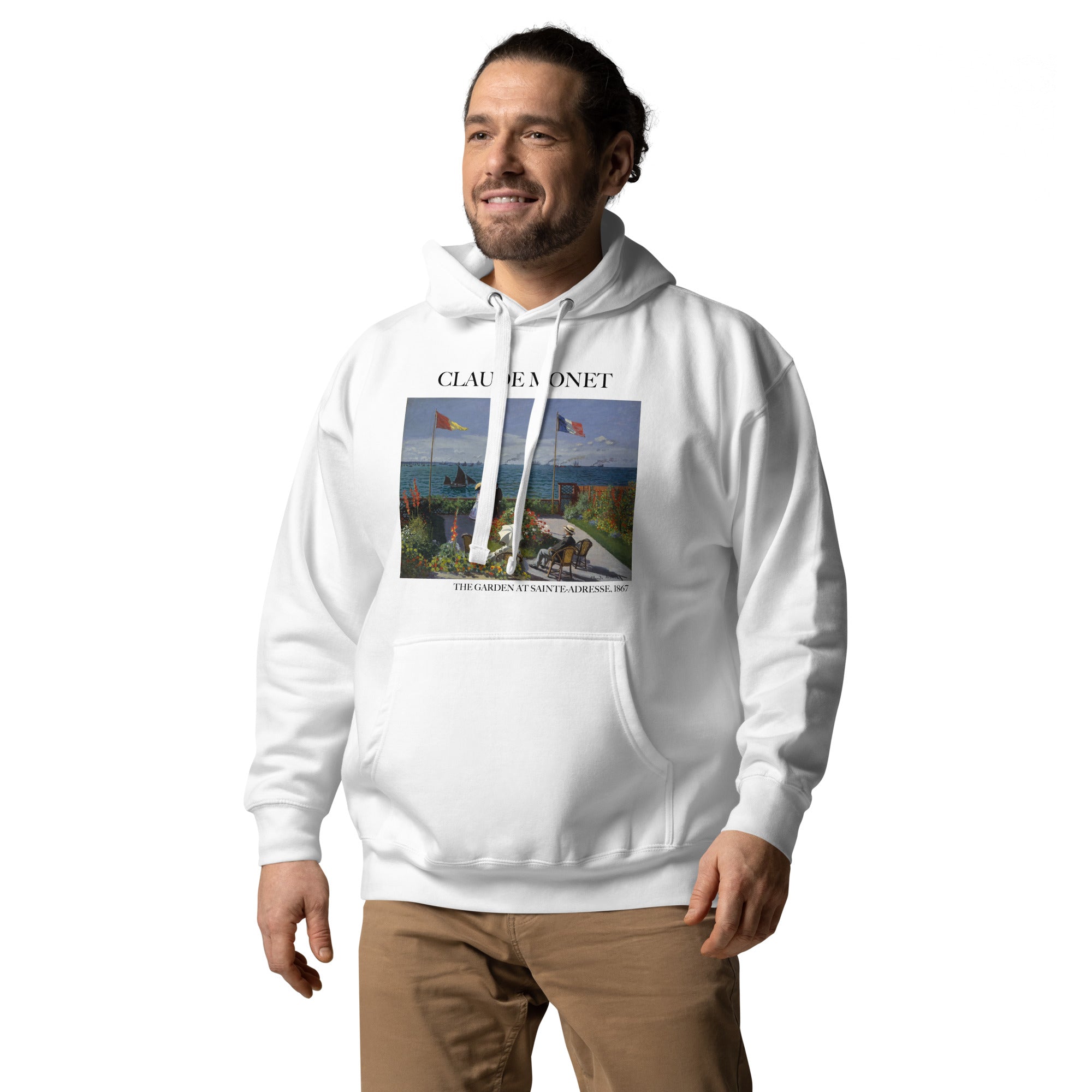 Claude Monet 'Der Garten in Sainte-Adresse' Berühmtes Gemälde Hoodie | Unisex Premium Kunst Hoodie