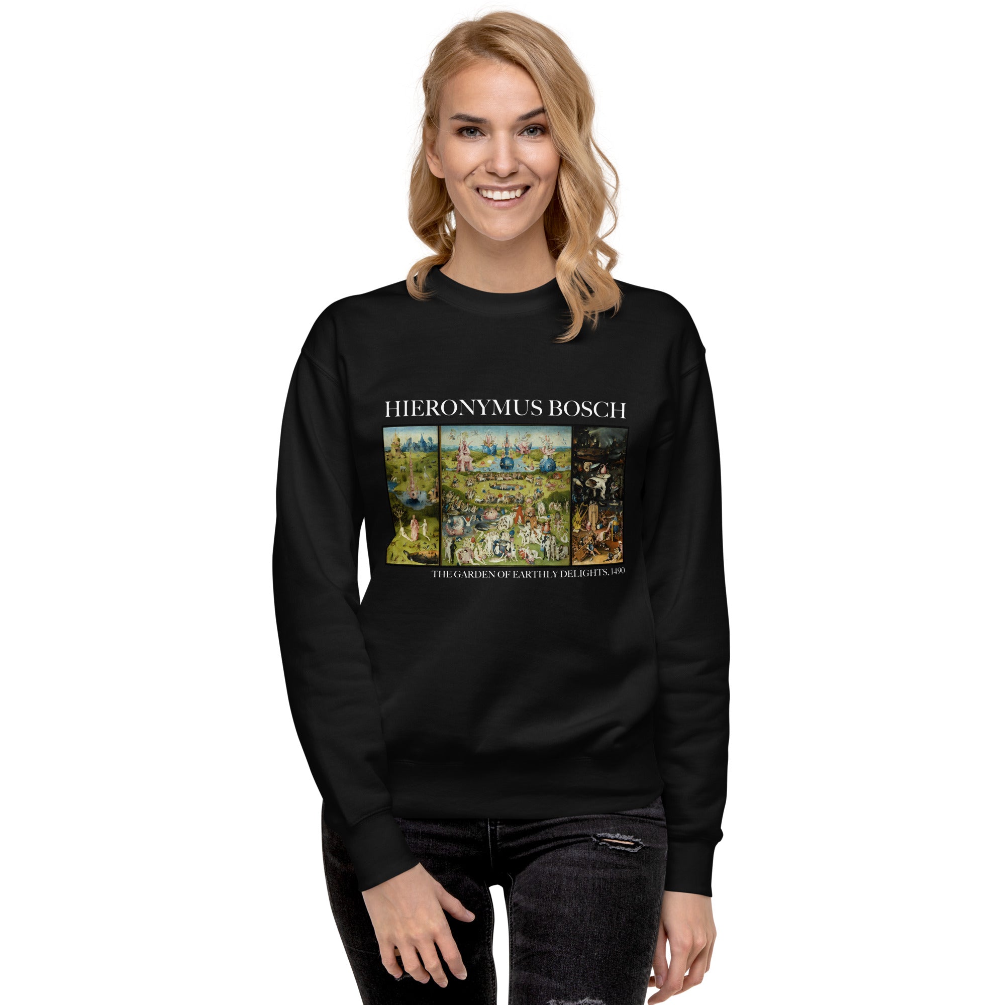 Sweatshirt mit berühmtem Gemälde „Der Garten der Lüste“ von Hieronymus Bosch | Premium-Sweatshirt für Unisex