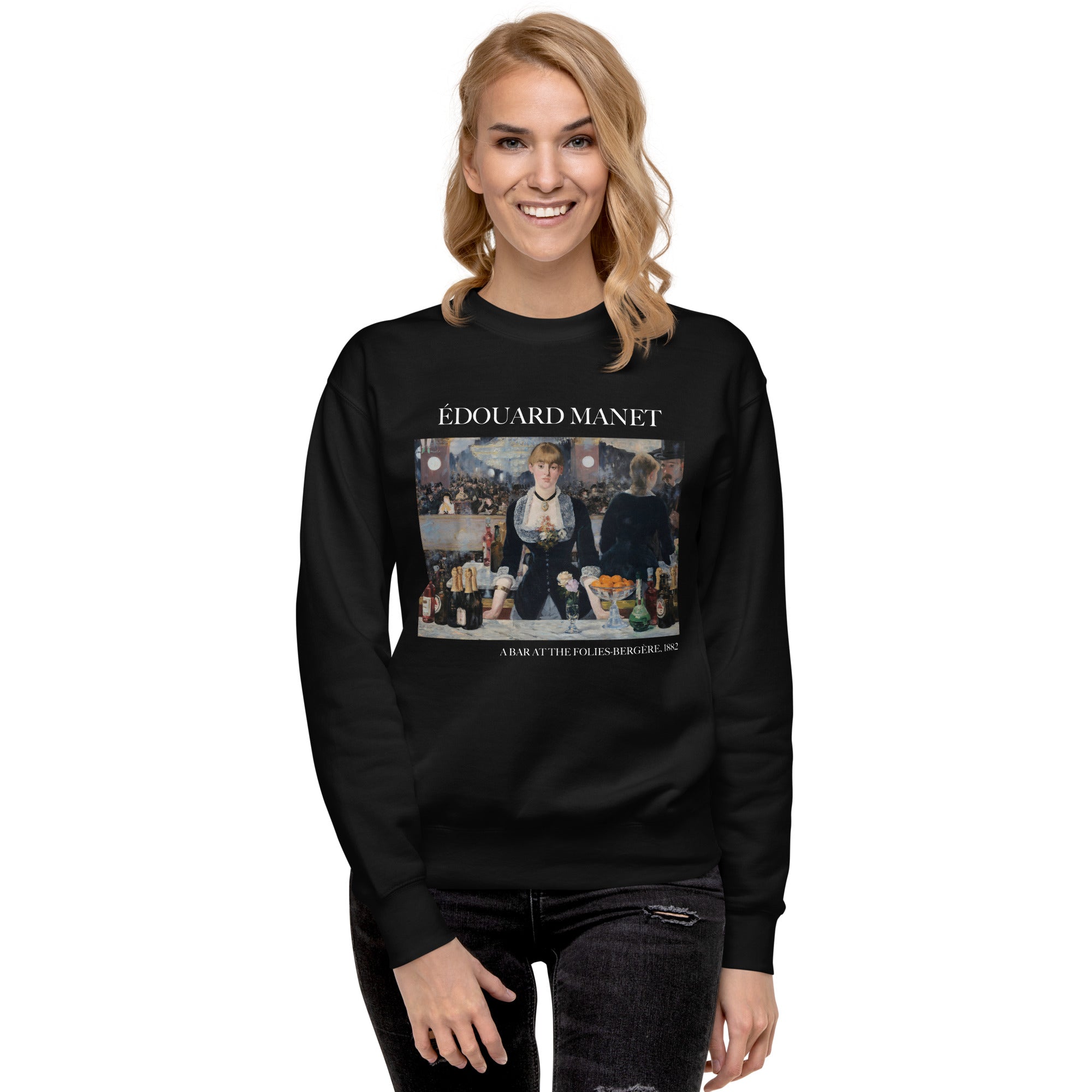 Édouard Manet 'A Bar at the Folies-Bergère' Famous Painting Sweatshirt | Unisex Premium Sweatshirt