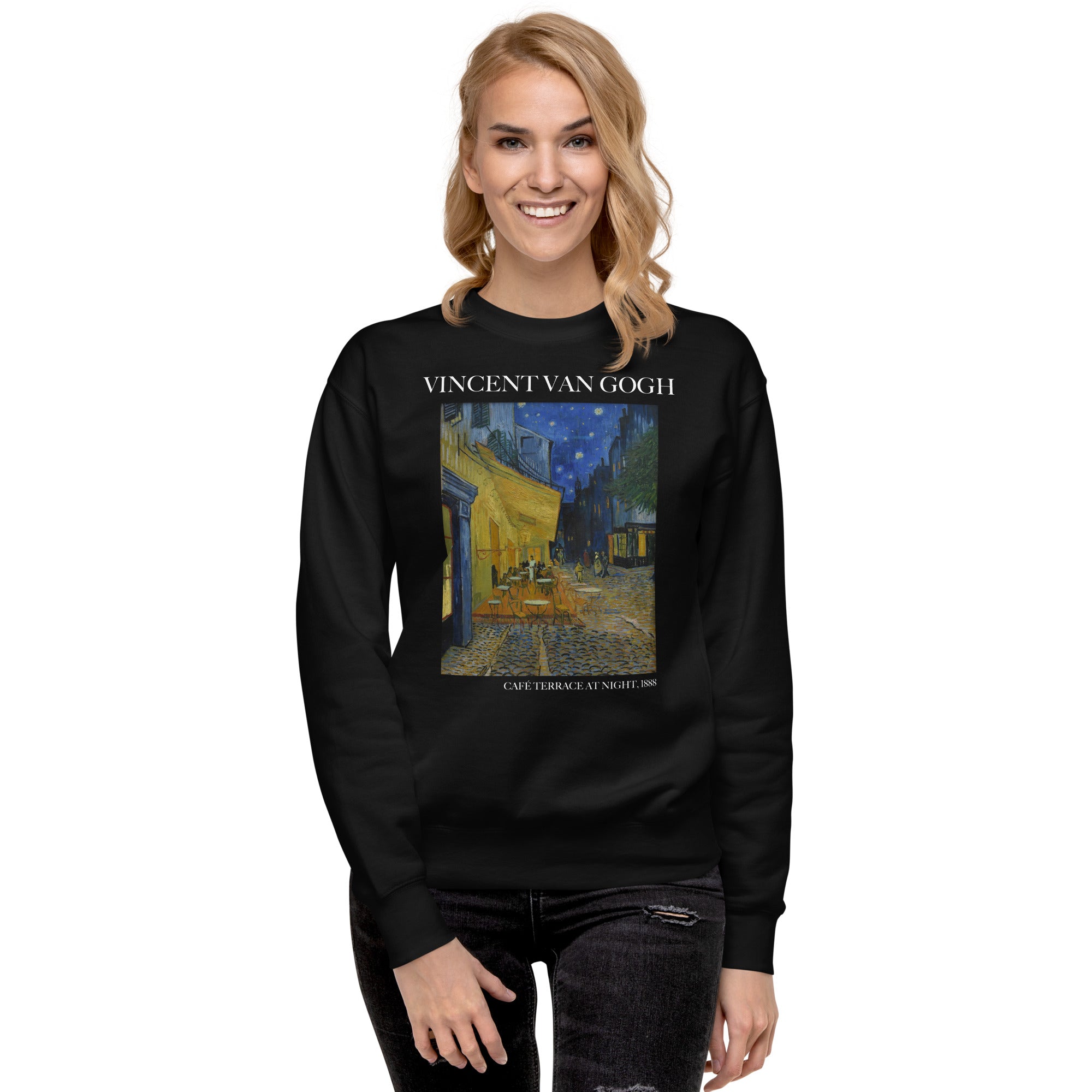 Vincent van Gogh 'Café Terrace at Night' Famous Painting Sweatshirt | Unisex Premium Sweatshirt