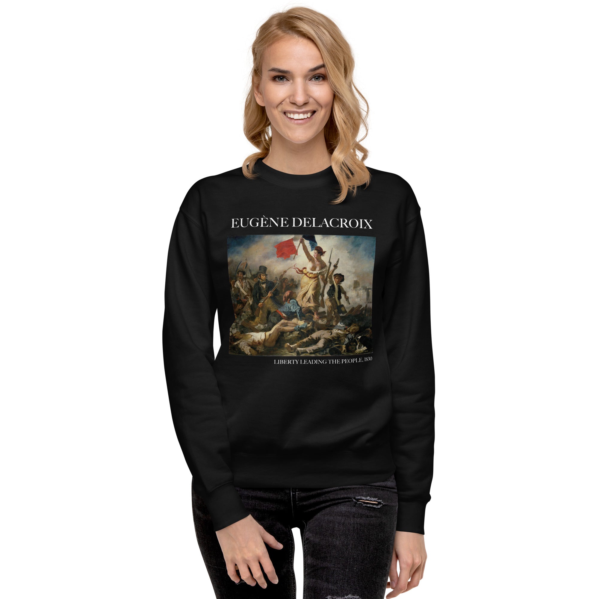 Eugène Delacroix 'Liberty Leading the People' Famous Painting Sweatshirt | Unisex Premium Sweatshirt