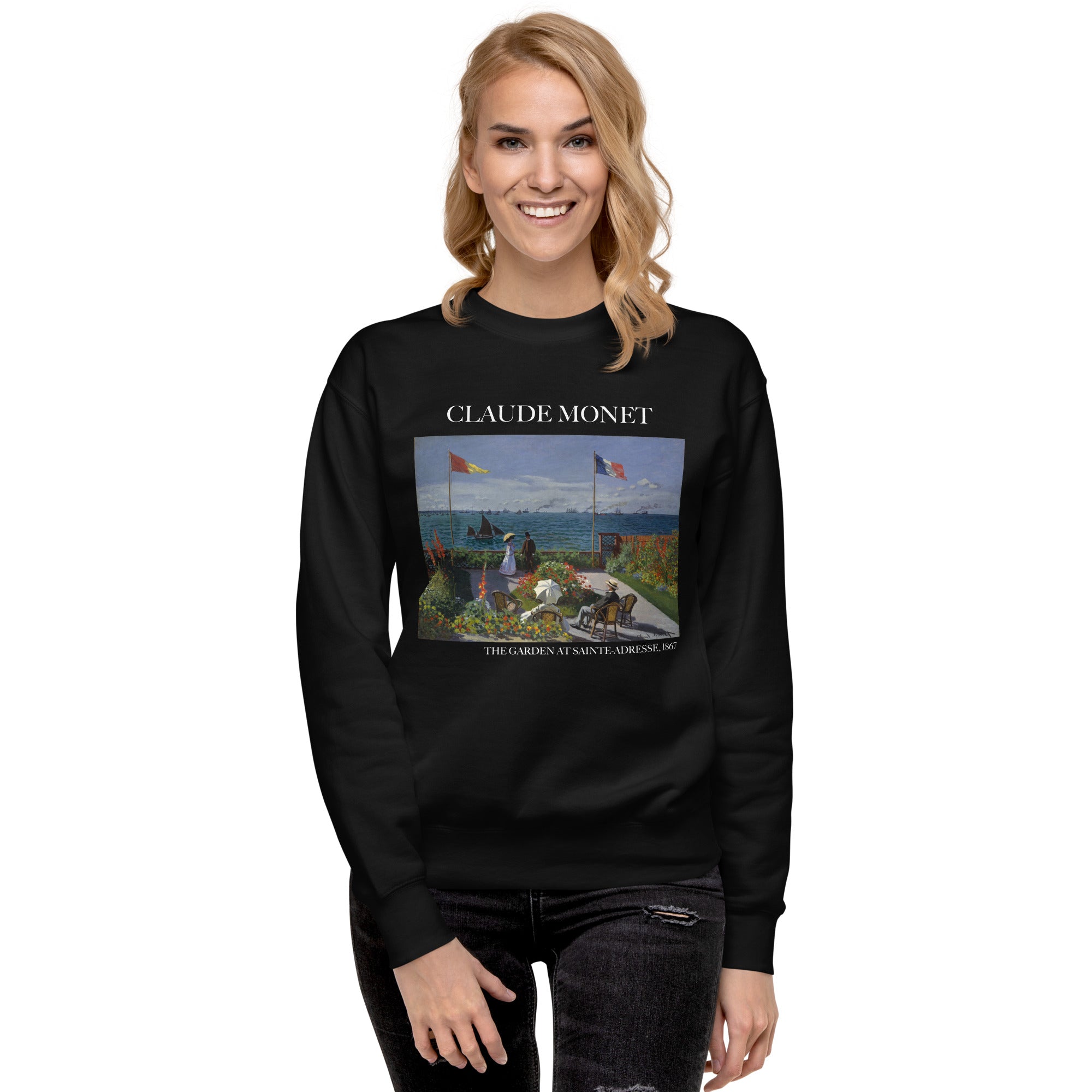 Claude Monet 'The Garden at Sainte-Adresse' Famous Painting Sweatshirt | Unisex Premium Sweatshirt