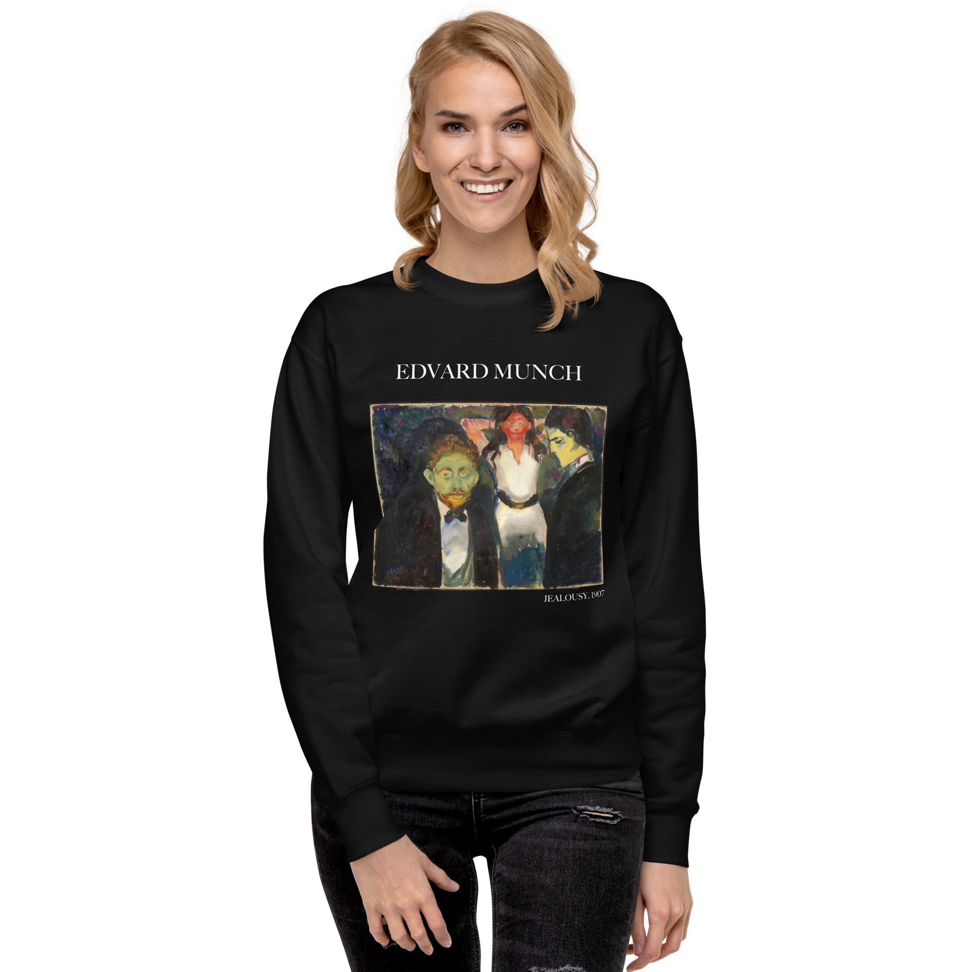 Sweatshirt mit berühmtem Gemälde „Eifersucht“ von Edvard Munch, Premium-Unisex-Sweatshirt