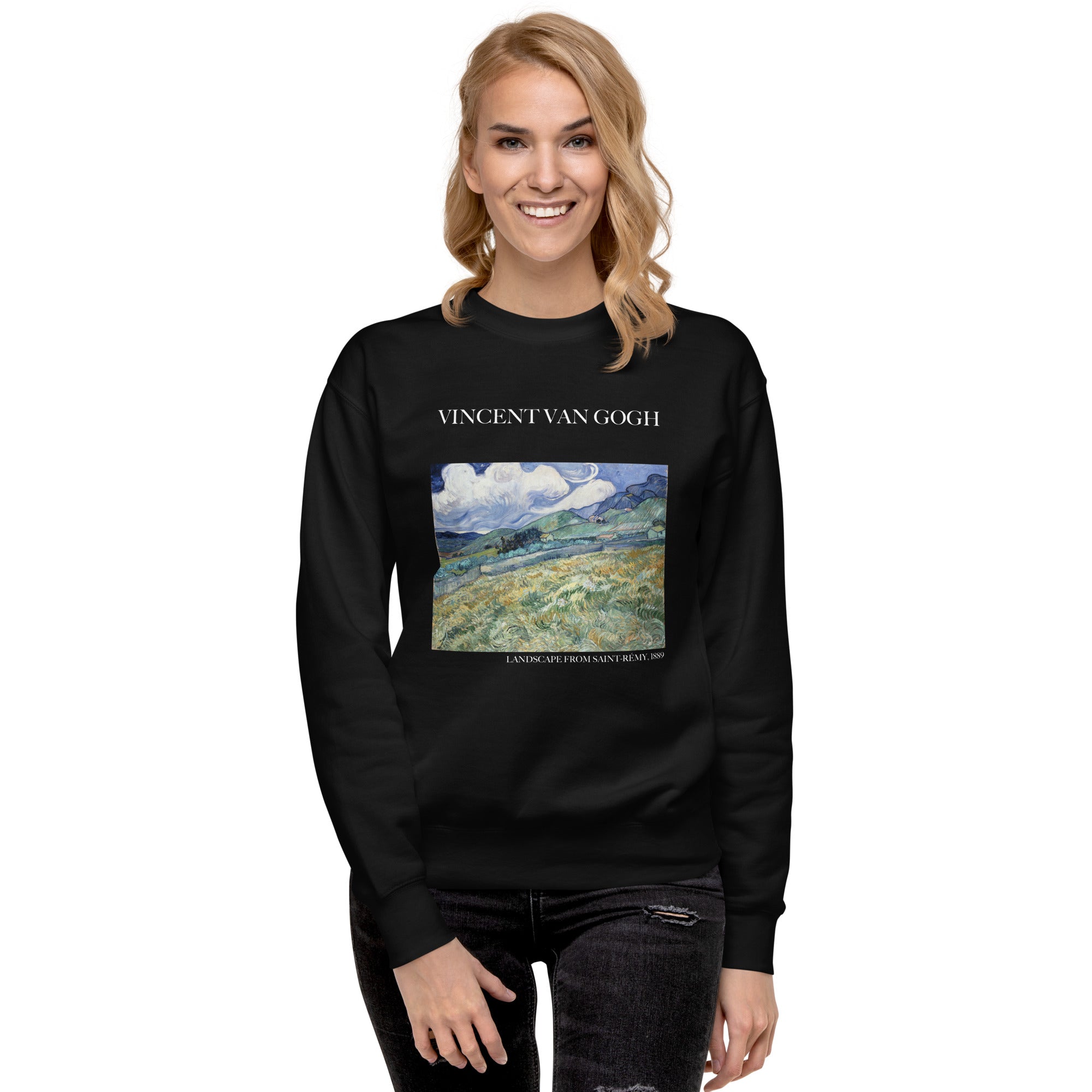 Vincent van Gogh 'Landscape from Saint-Rémy' Famous Painting Sweatshirt | Unisex Premium Sweatshirt